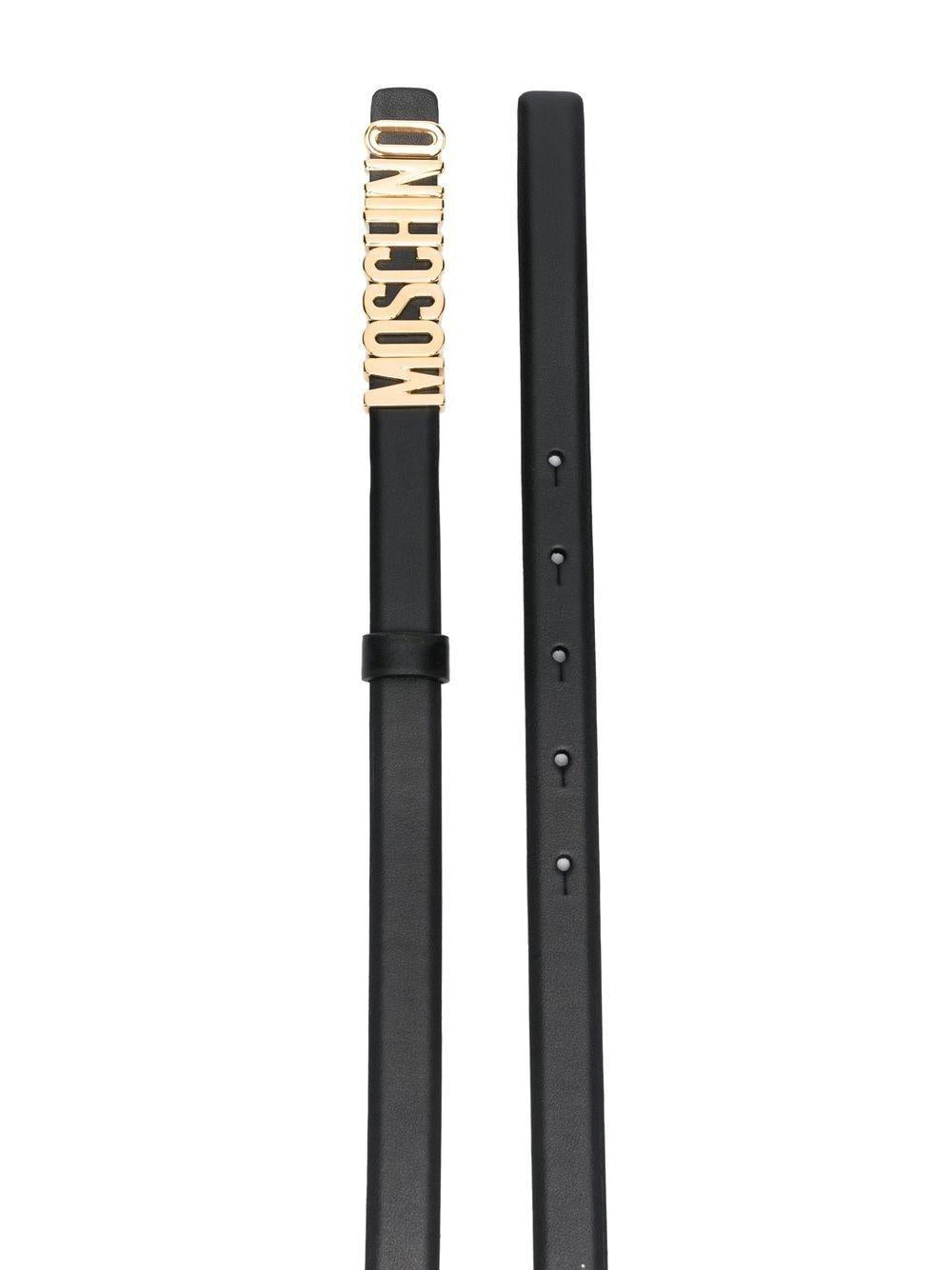 cintura nera sottile fibbia oro