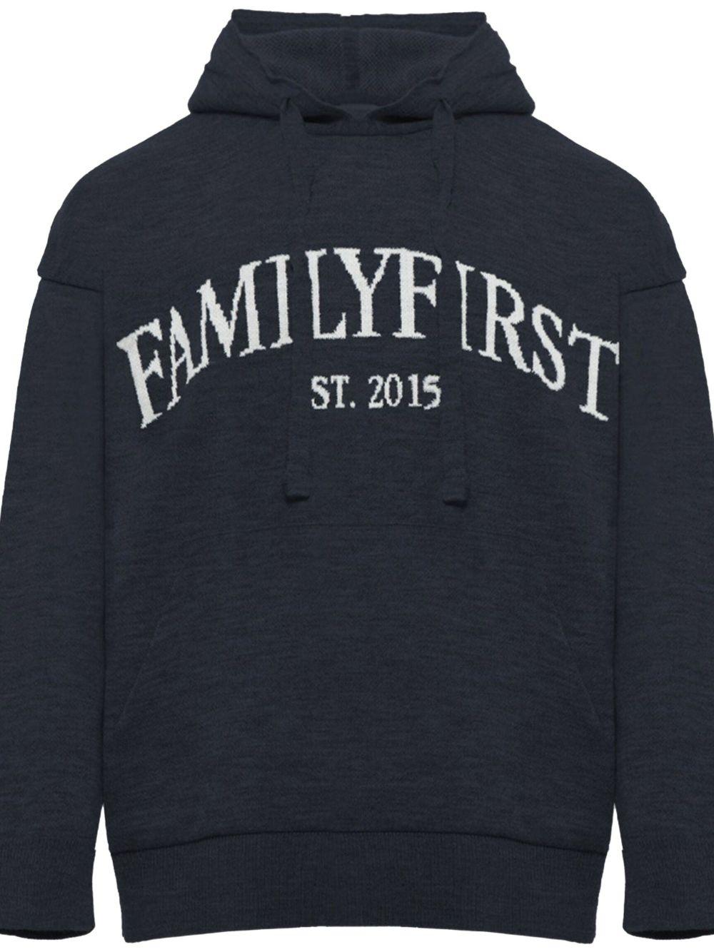 Felpa blu in maglia logo ricamo SWF2416 DARK BLUE FAMILY FIRST MILANO