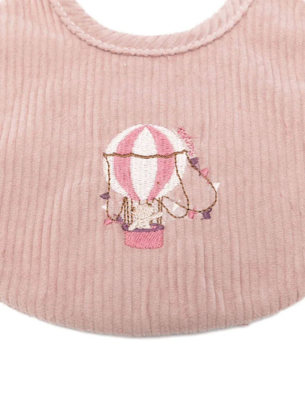 Bavaglino rosa a coste con ricamo - Preludio Moda