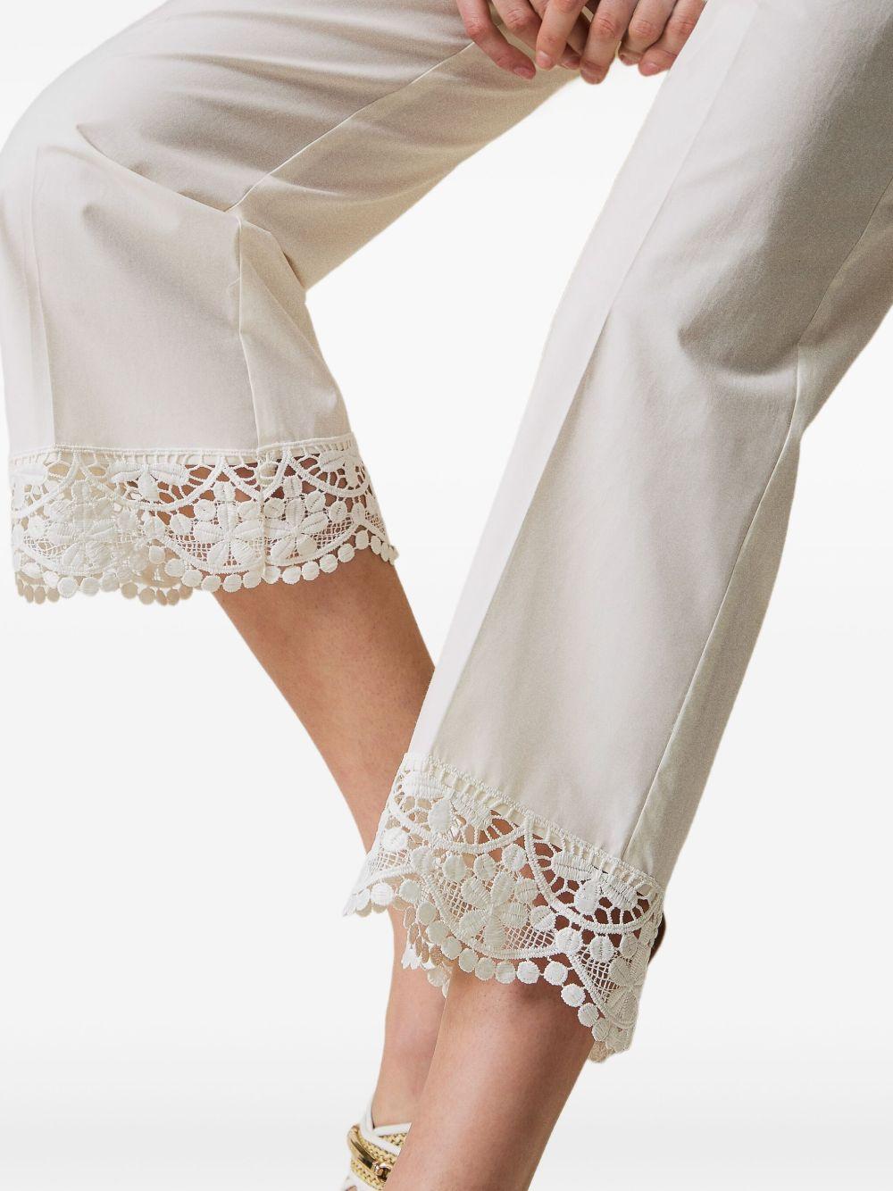 Pantalone neve con orli in pizzo ricamato 251TT2094 00282 TWINSET