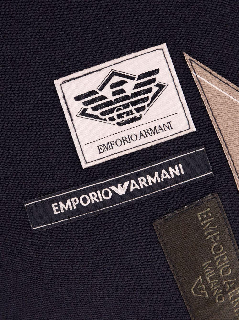 Felpa blu con cappuccio e toppe logo EM003587AF10013 UB118 EMPORIO ARMANI