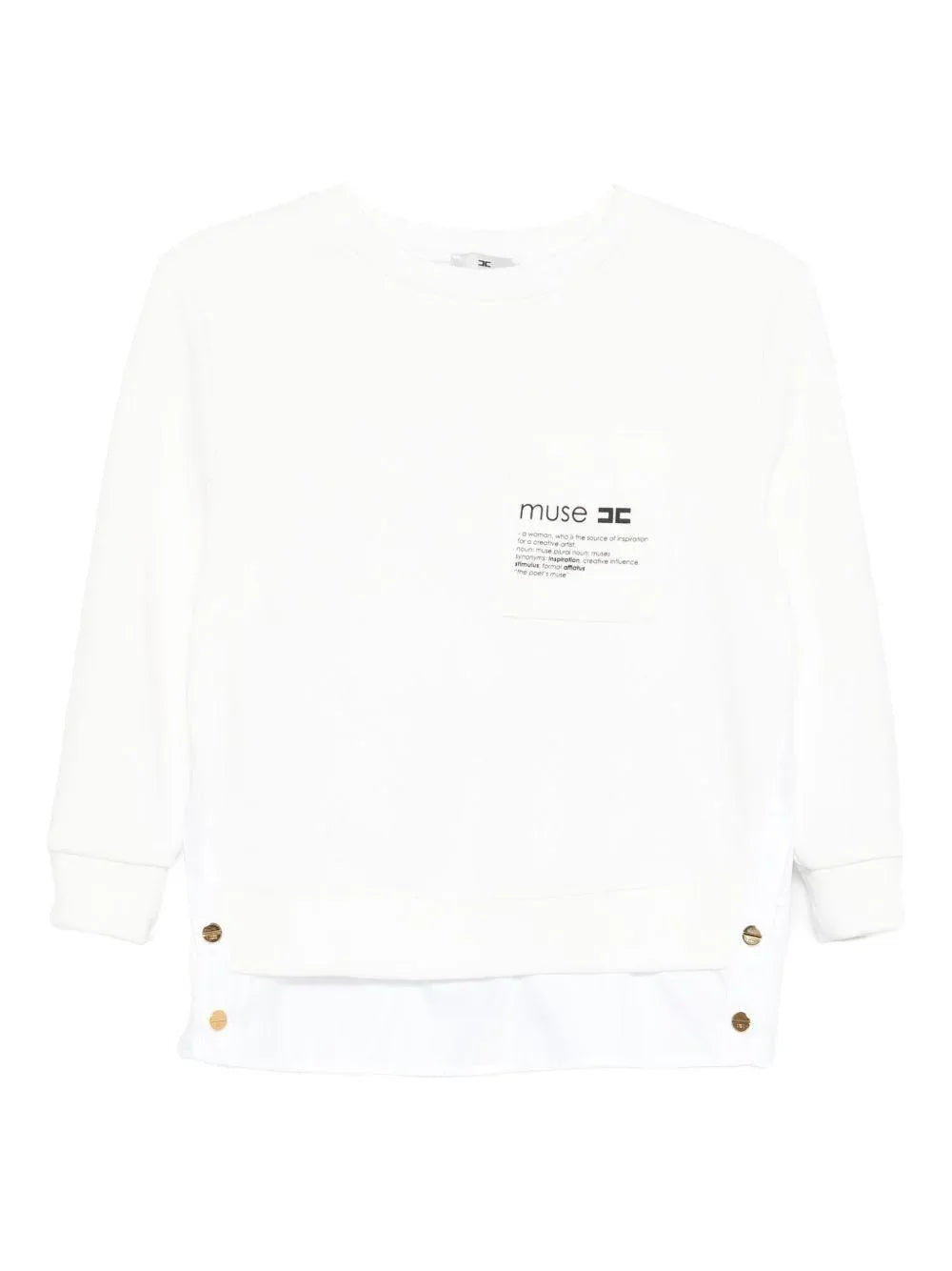 Felpa Girocollo conSstampa Grafica e Bottoni Oro - Preludio Moda