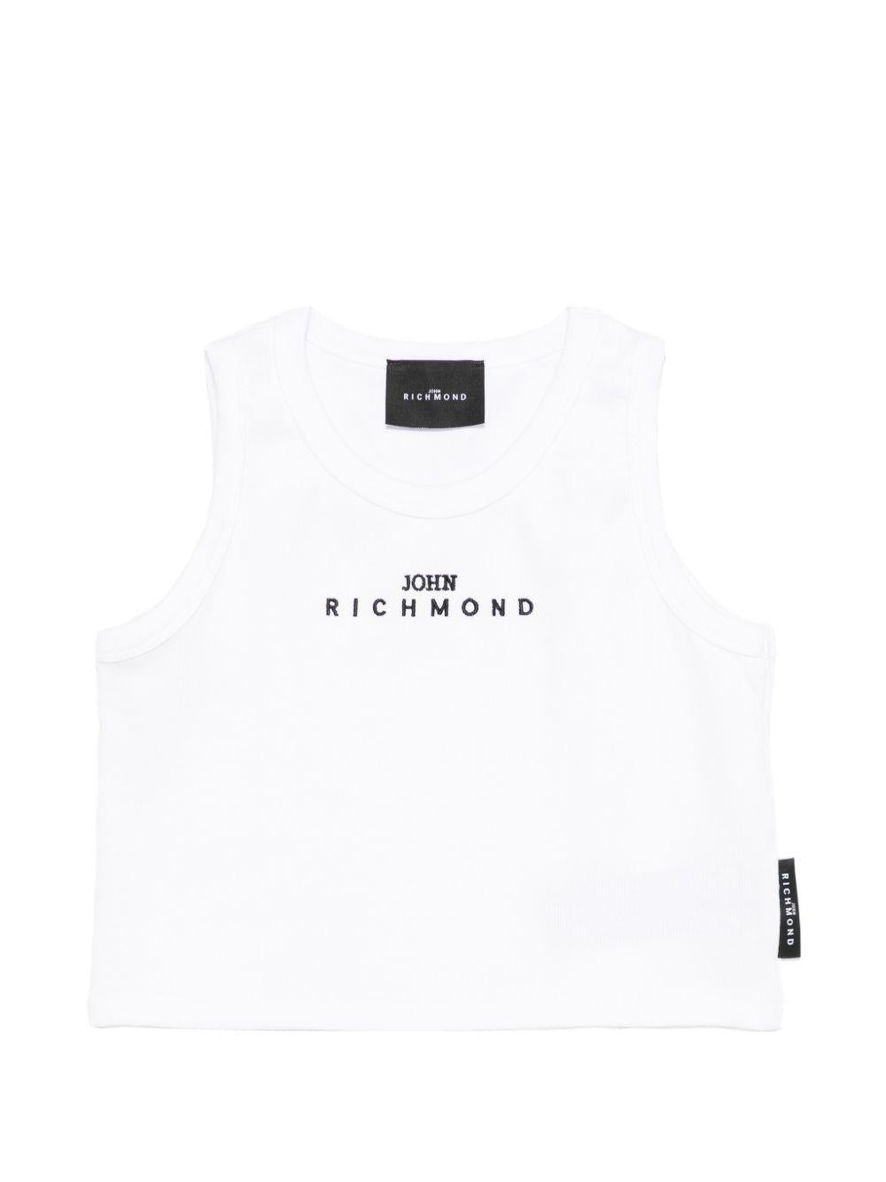 T-shirt in cotone senza maniche RGP26172CN WHITE JOHN RICHMOND KIDS
