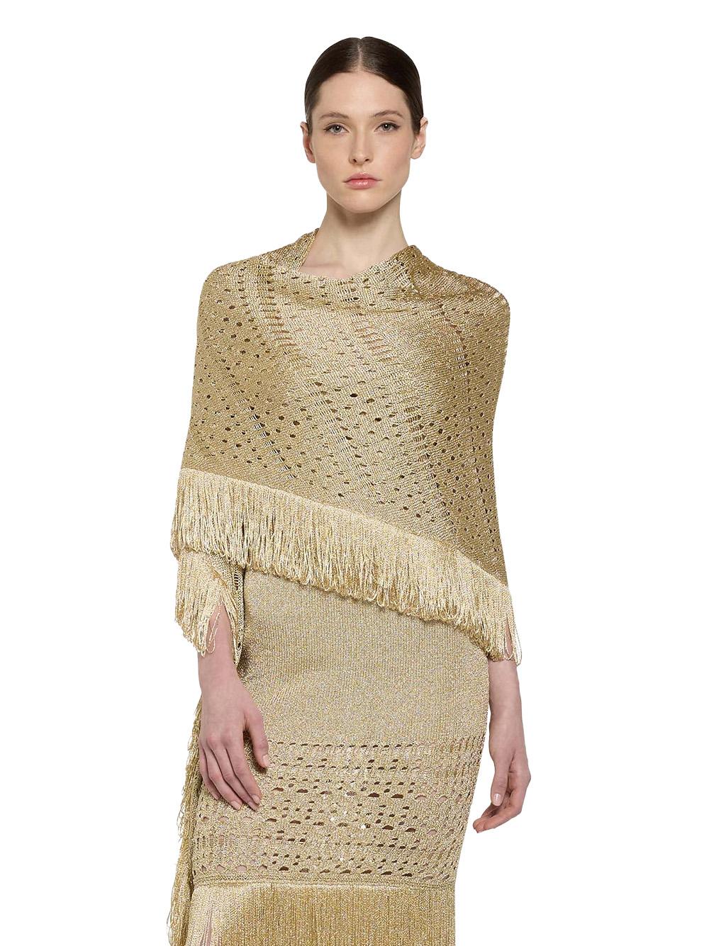 Scialle oro in lurex maxi frange P25CPSLO0401 V0730 SIMONA CORSELLINI