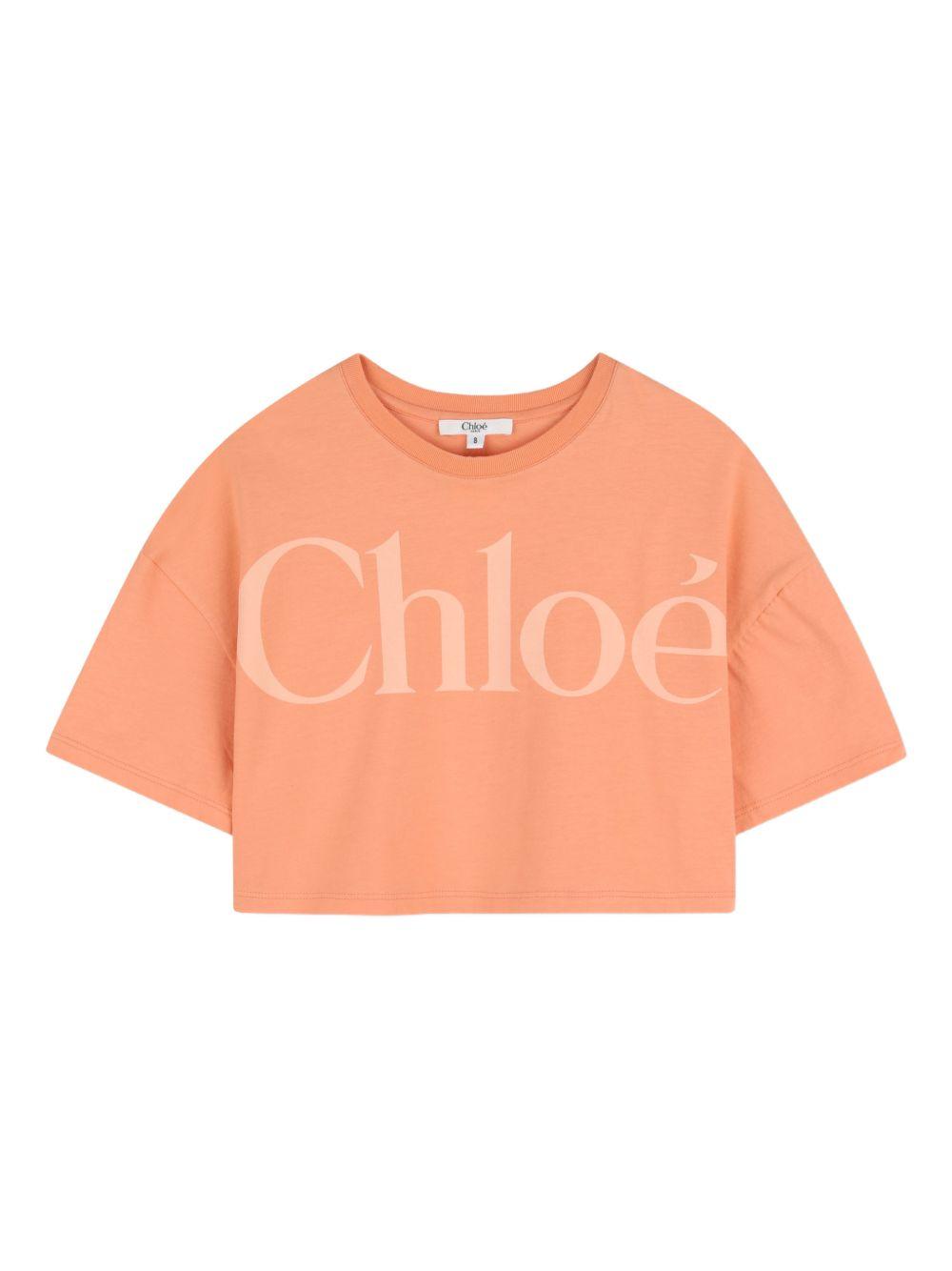 T-shirt in cotone girocollo cropped C20859 43A CHLOE KIDS