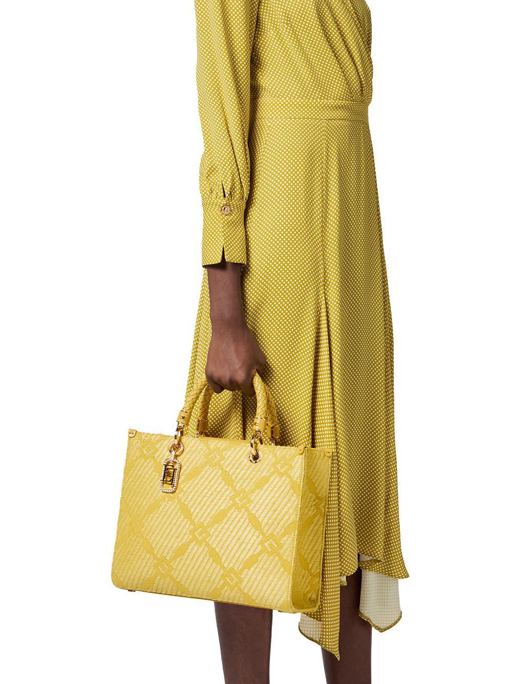 Borsa Tote media in jacquard con charms curry - Preludio Moda