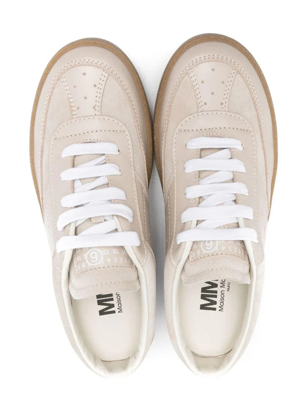 Sneakers biege linguetta logo numerico - Preludio Moda