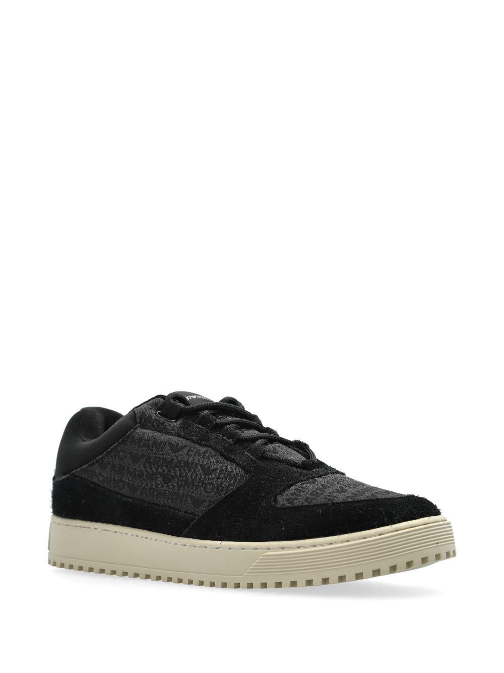Sneakers nere in tessuto jacquared logo lettering