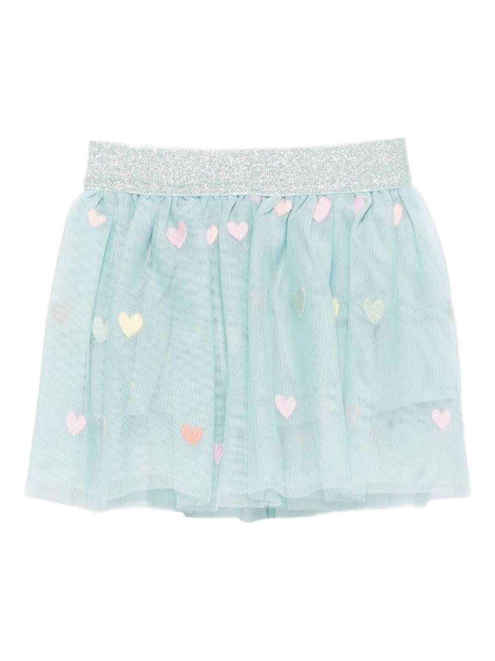 Gonna Celeste in Tulle per Bambini con Decorazioni a Cuori - Preludio Moda