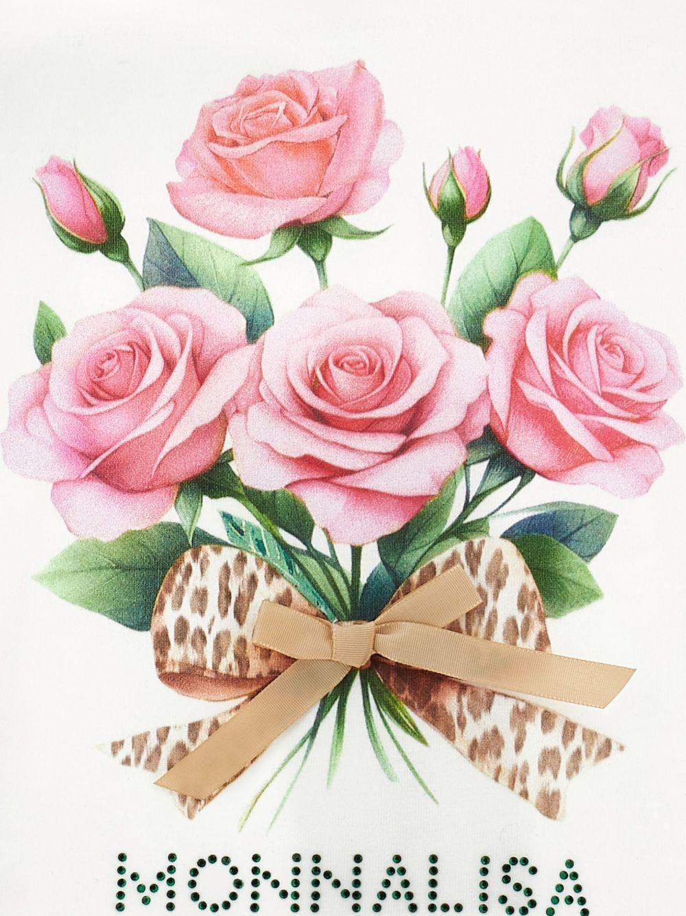 Top Bianco Maniche Lunghe con Fiori - Preludio Moda