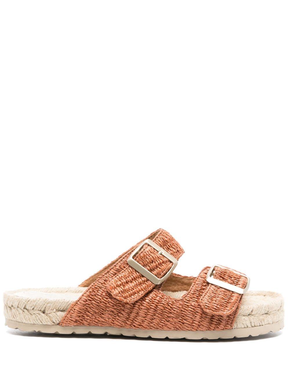 Sandalo nordico con fasce in rafia arancione G09R0 ORANGERUST MANEBI