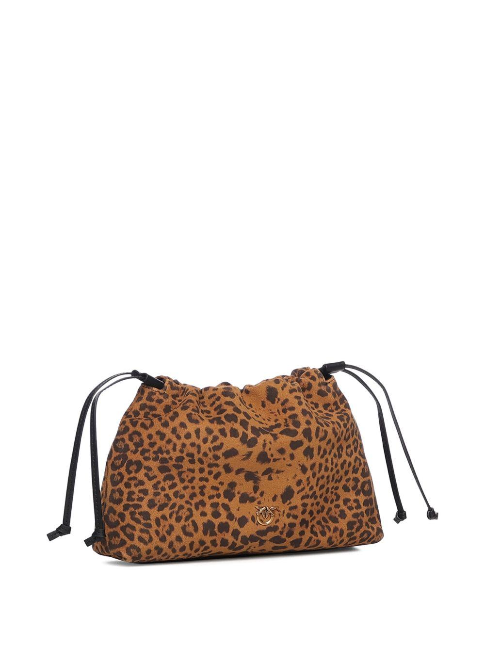 Clutch marrone con stampa leopardata e chiusura a coulisse 105907A32A M35Q PINKO