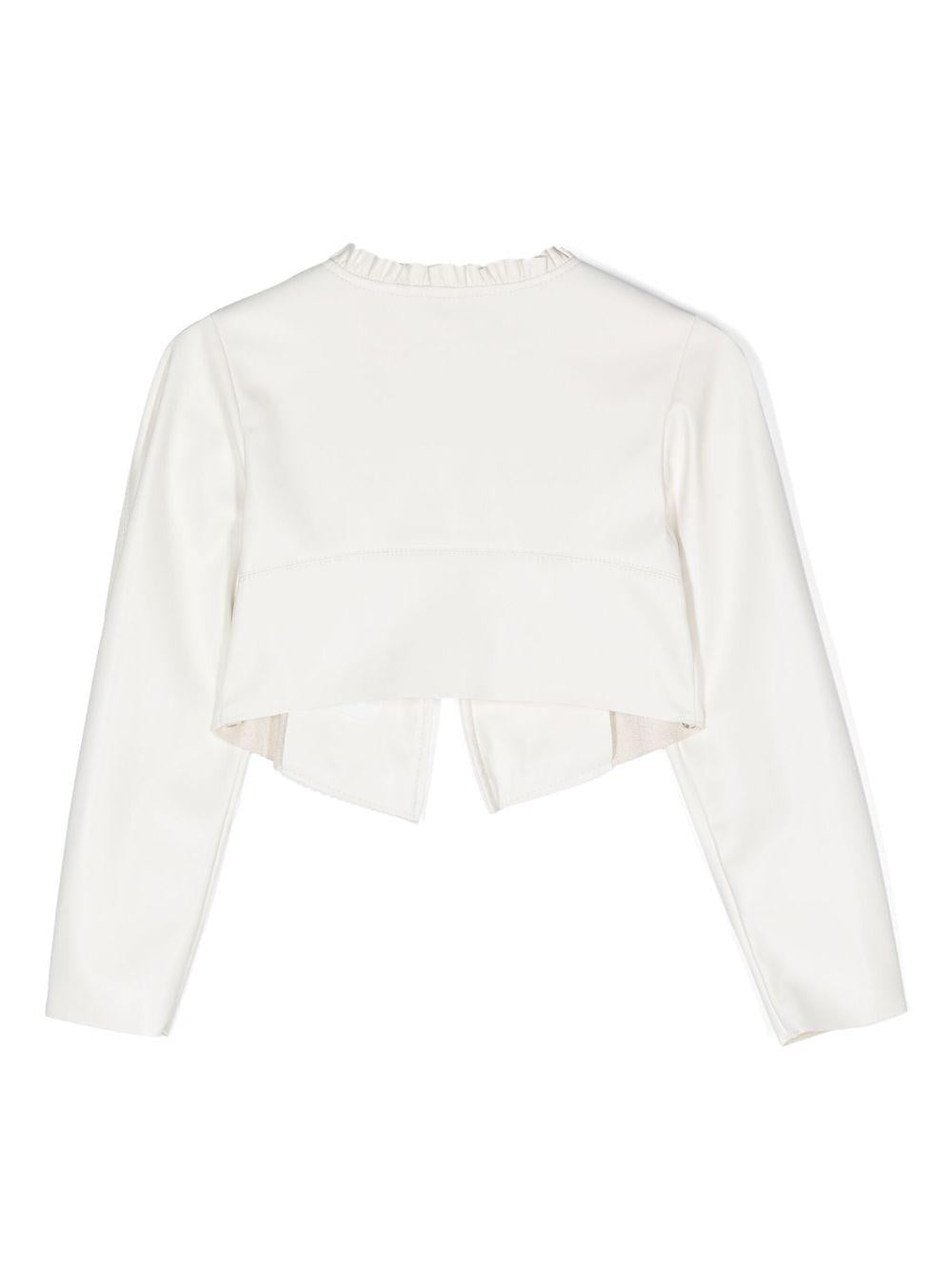 Giacca cropped panna colletto arricciato 71C1023404 0001 MONNALISA KIDS