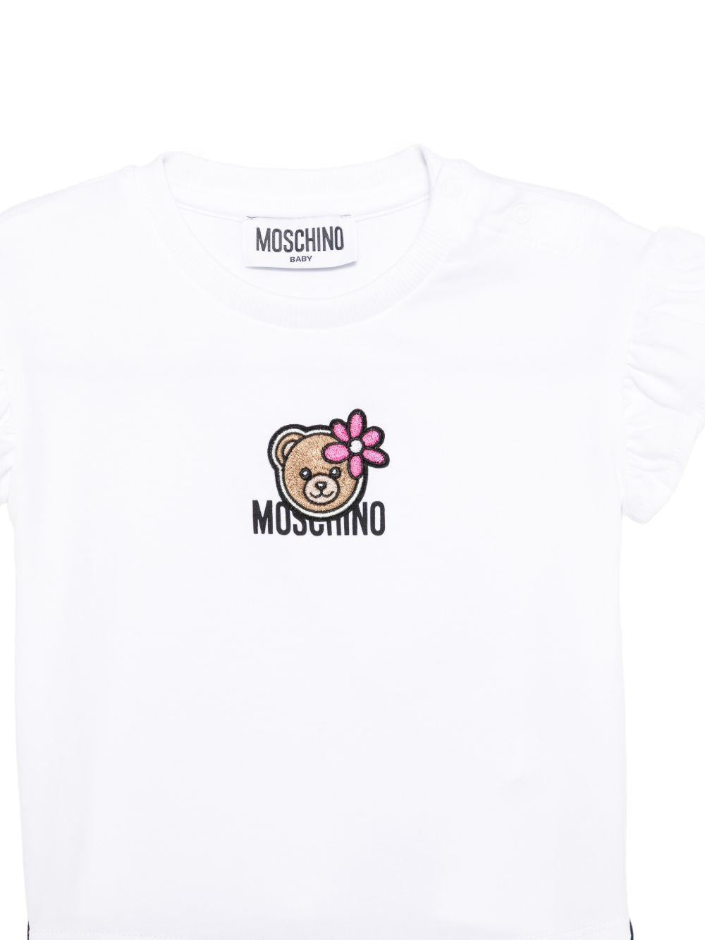 Completo t-shirt e leggings con logo MDG01ULBA00 80359 MOSCHINO KIDS