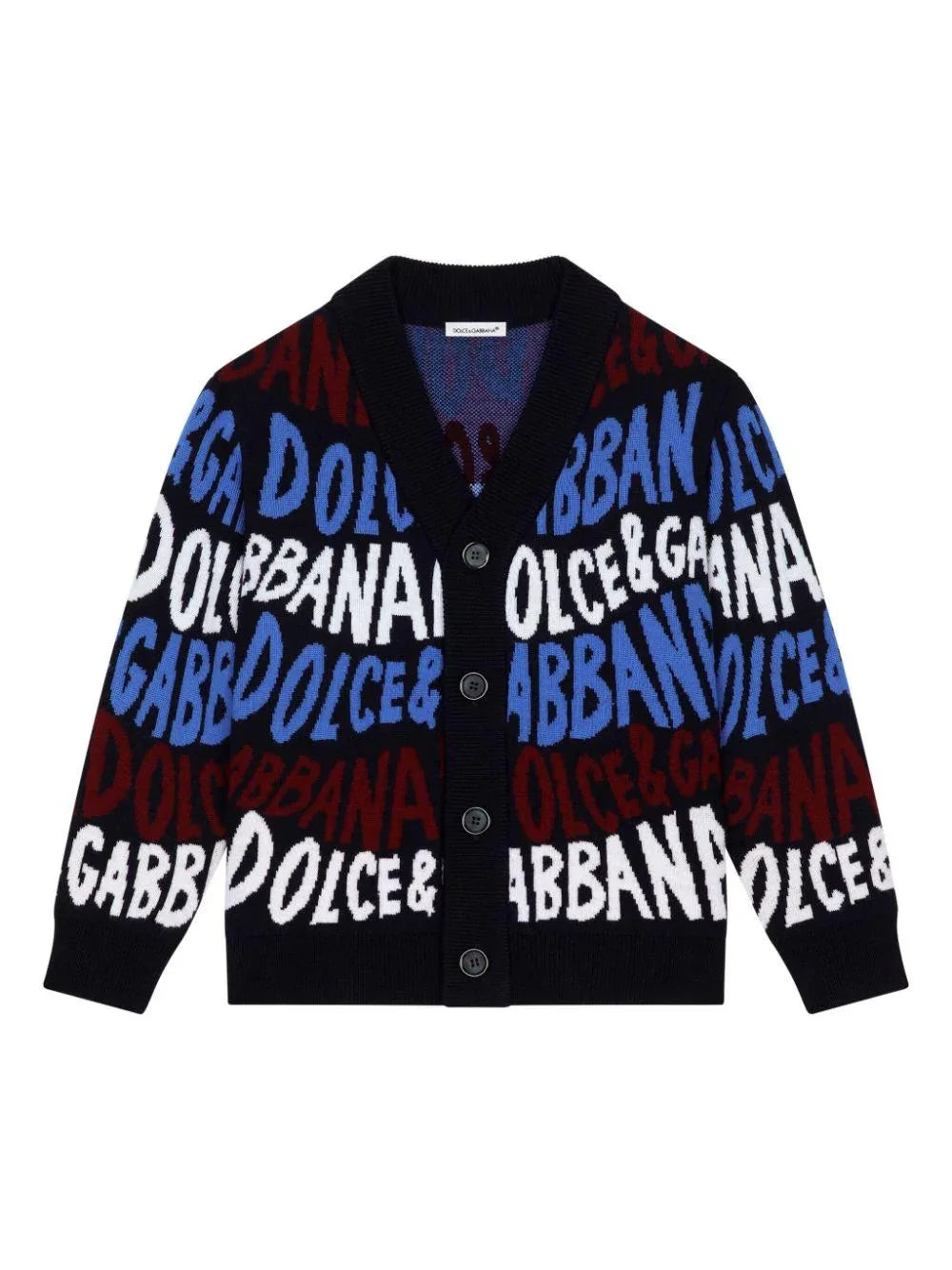 Cardigan blu logo all-over multicolor - Preludio Moda