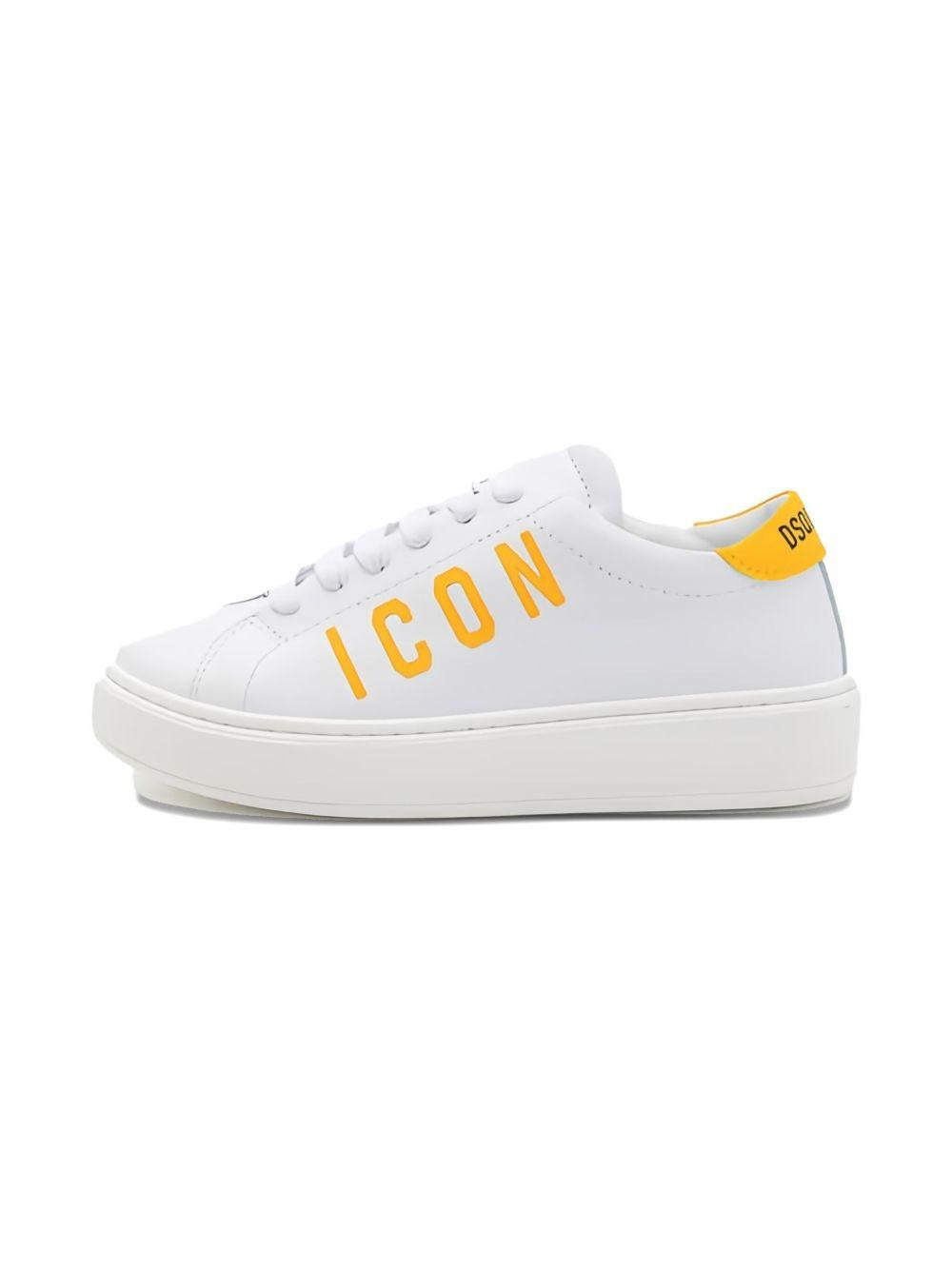 Sneakers bianche logo icon giallo kids 80313 01 DSQUARED KIDS