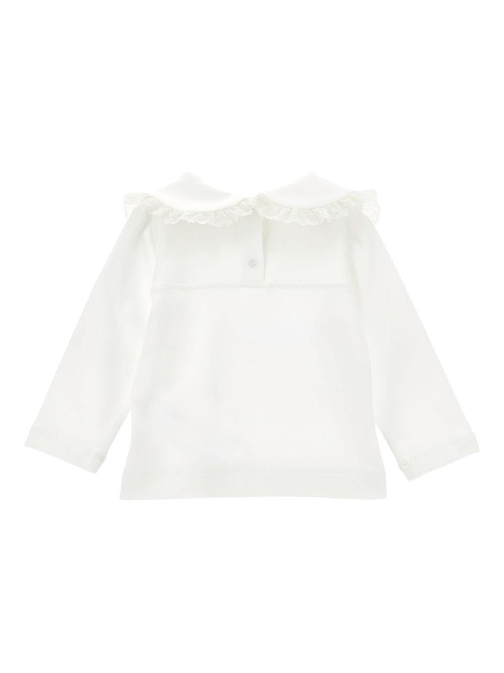 Blusa panna con fiocco e placca logo 31F6036202 0001 MONNALISA KIDS