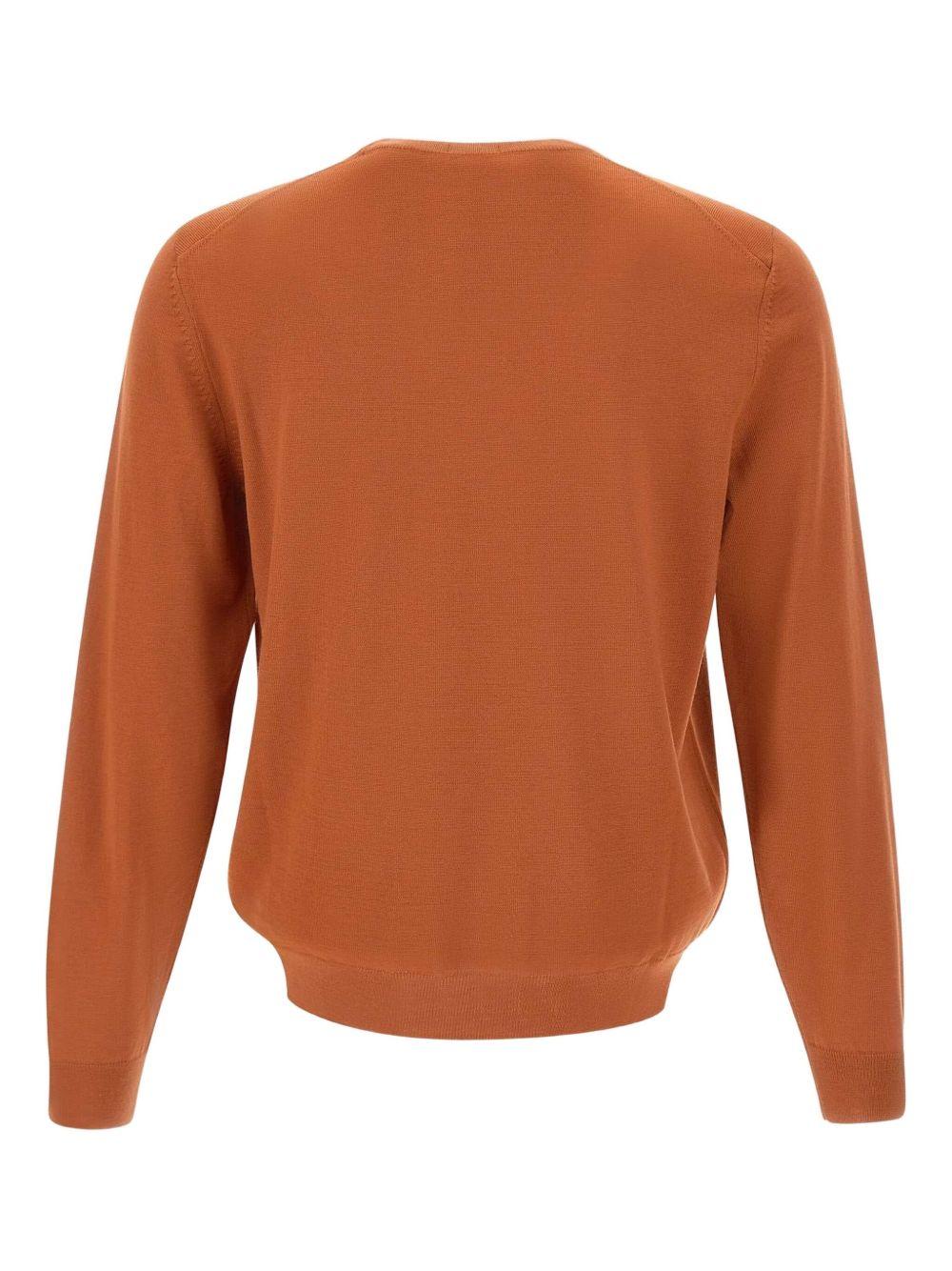 Maglione ruggine in lana con logo ricamato 50476364 809 BOSS