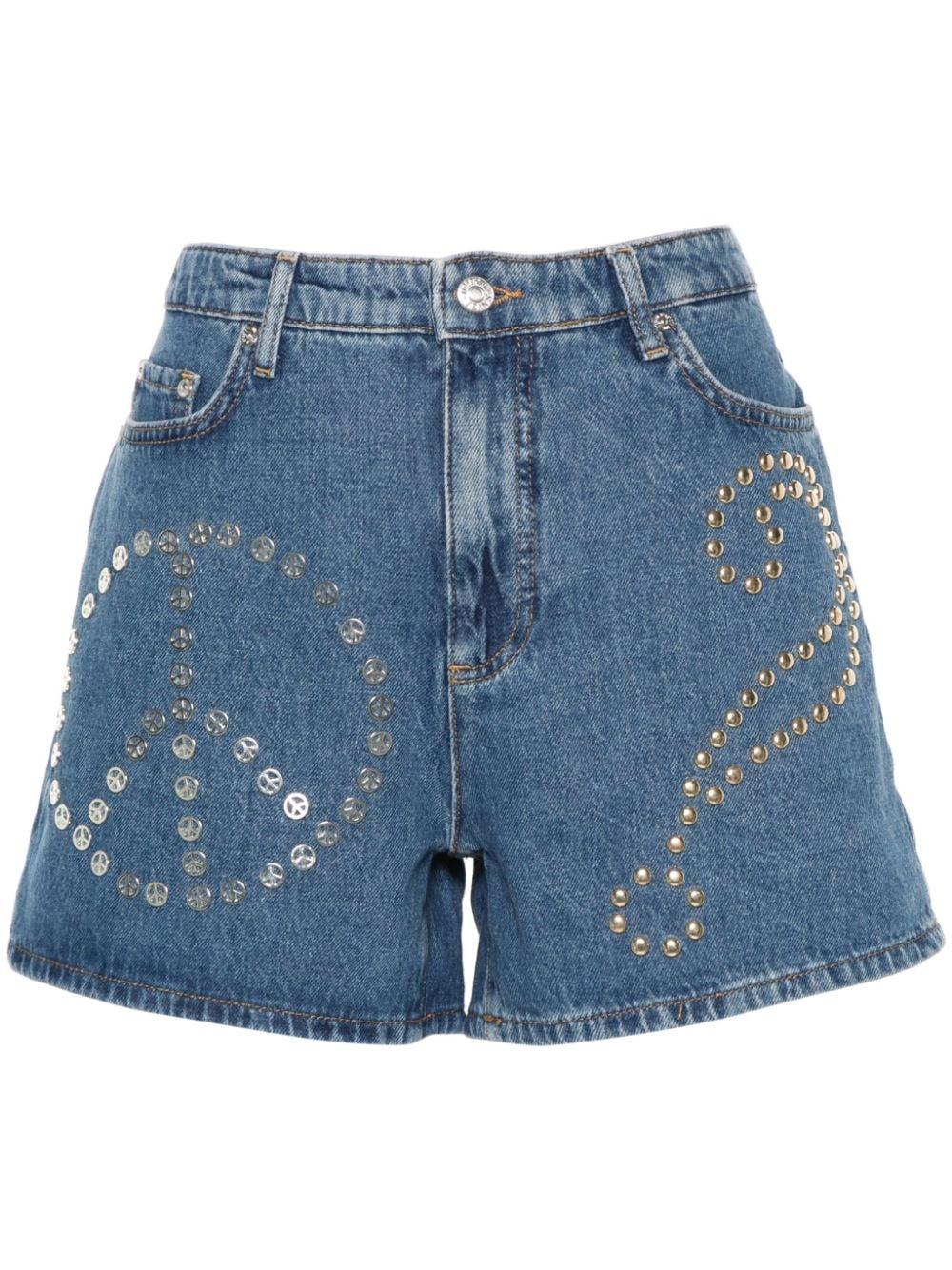 Short denim disegni con borchie A03013735 1282 MOSCHINO JEANS
