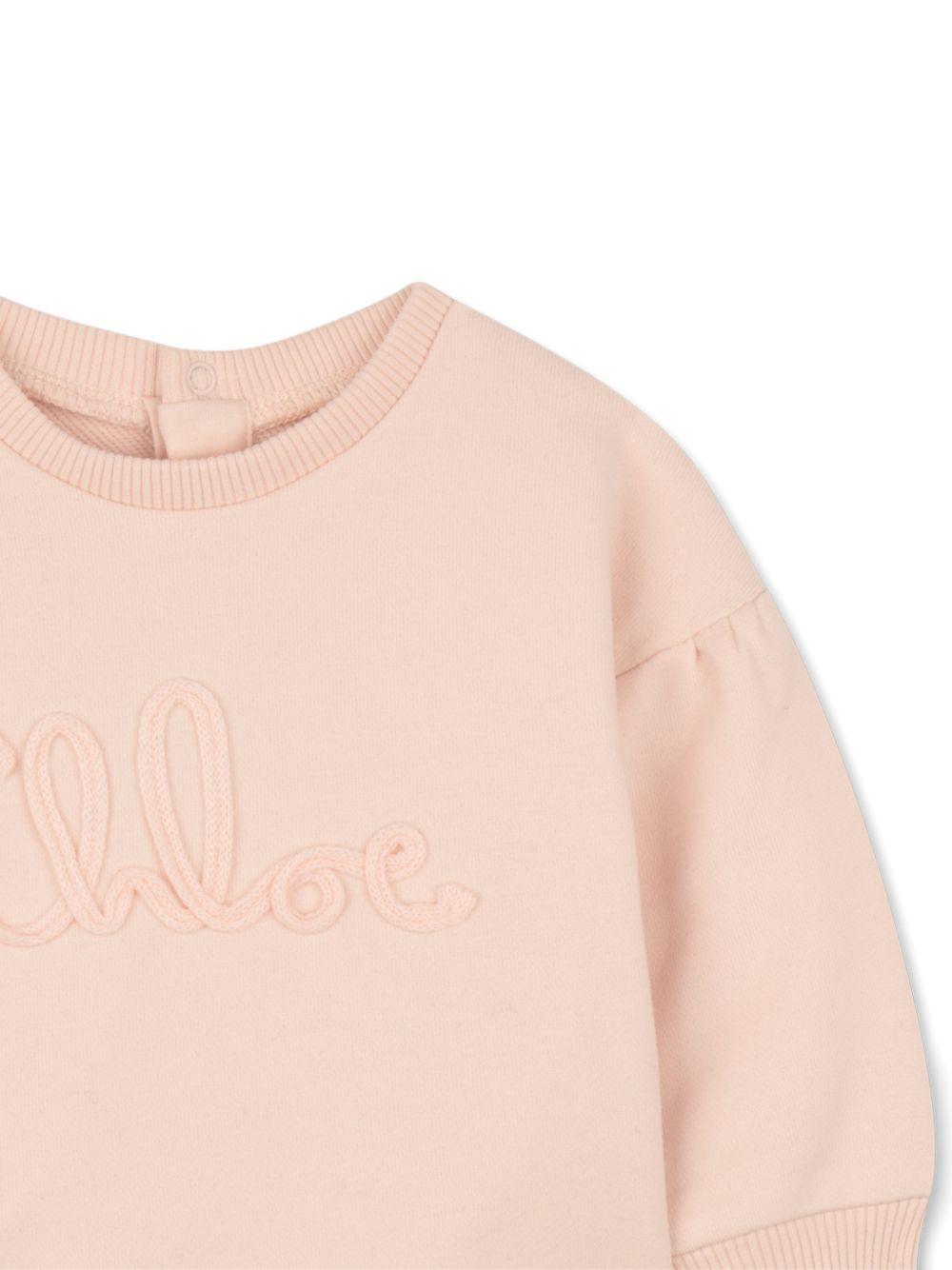 Felpa in cotone biologico con logo ricamato C20913 46J CHLOE KIDS