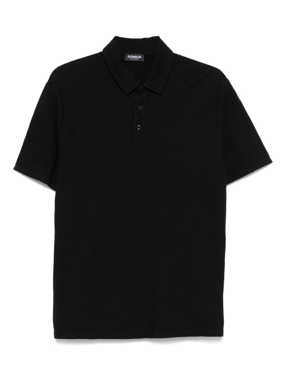 Polo nera in tessuto cotone