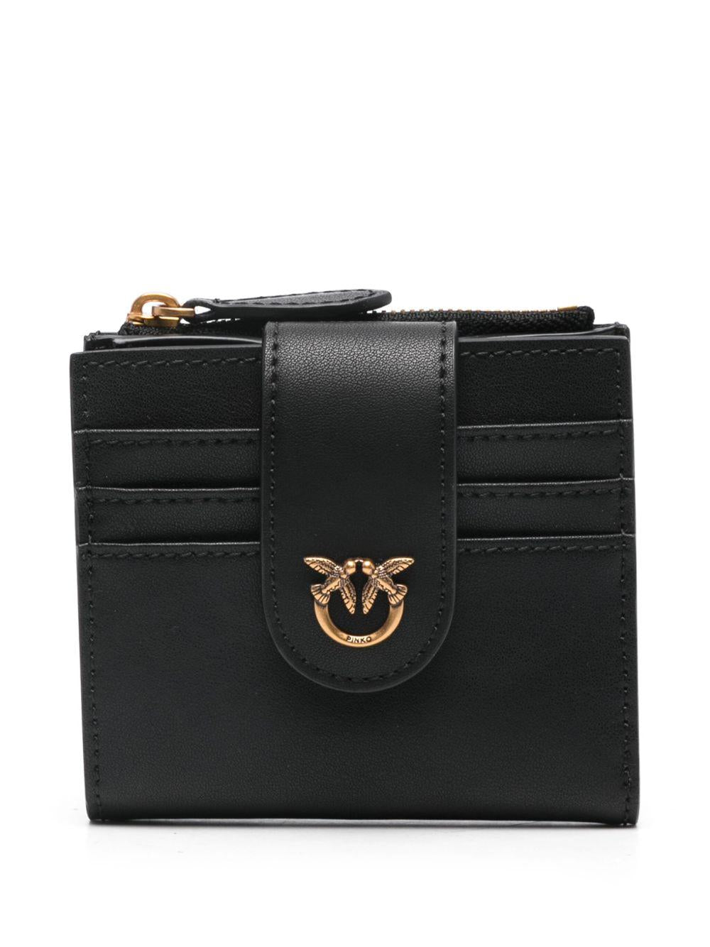 Portafoglio nero in pelle con fibbia Love Birds 103610A0F1 Z99Q PINKO