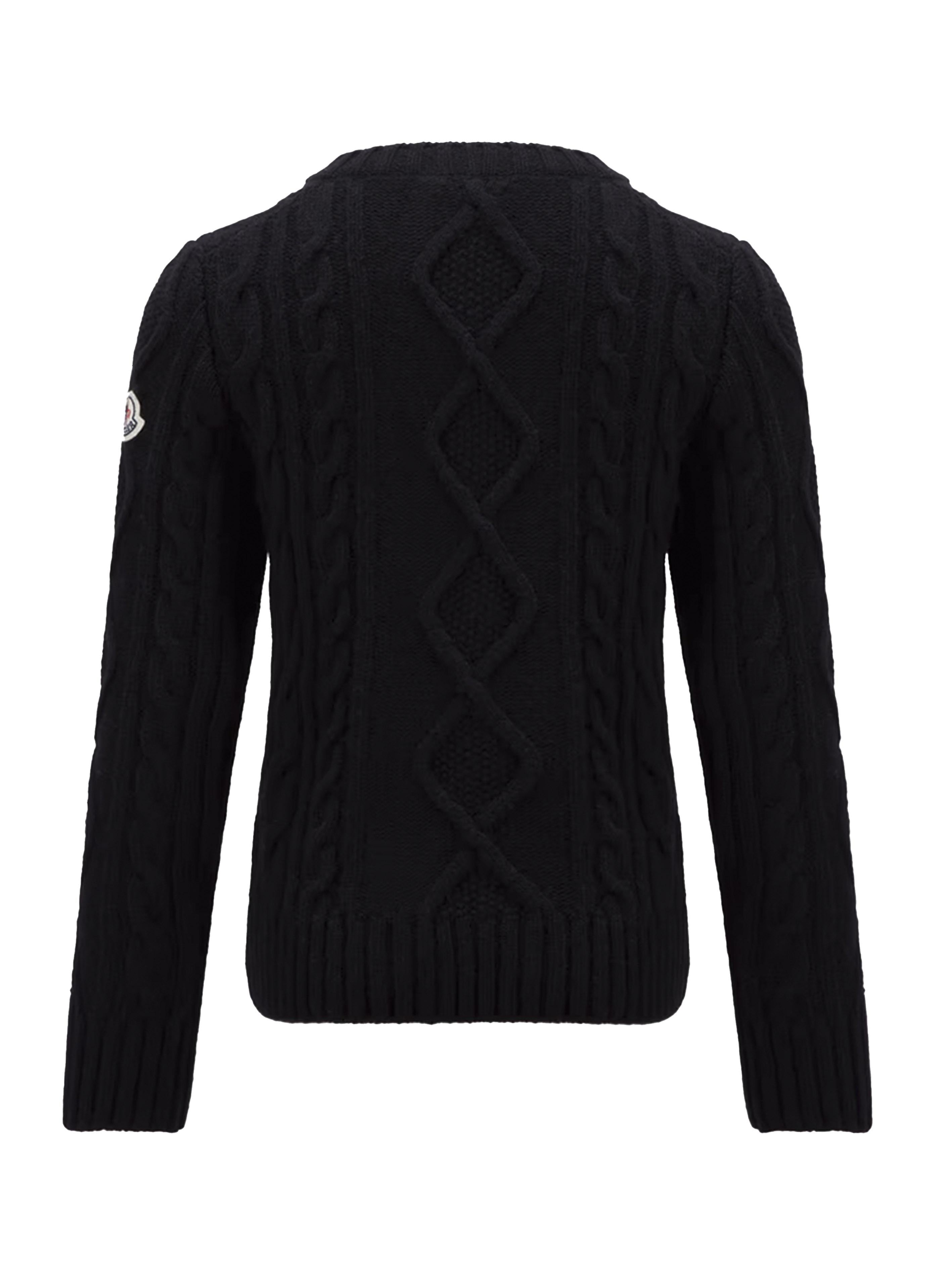 Maglione nero banda con logo ricamato 9549C00004M1241 999 MONCLER KIDS