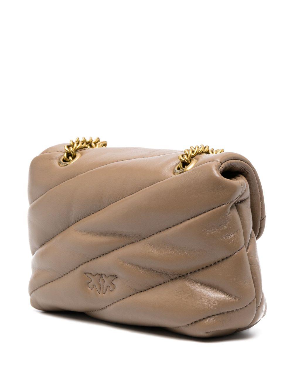 Borsa a Spalla Imbottita in Pelle Marrone 100040A0F2 D01Q PINKO