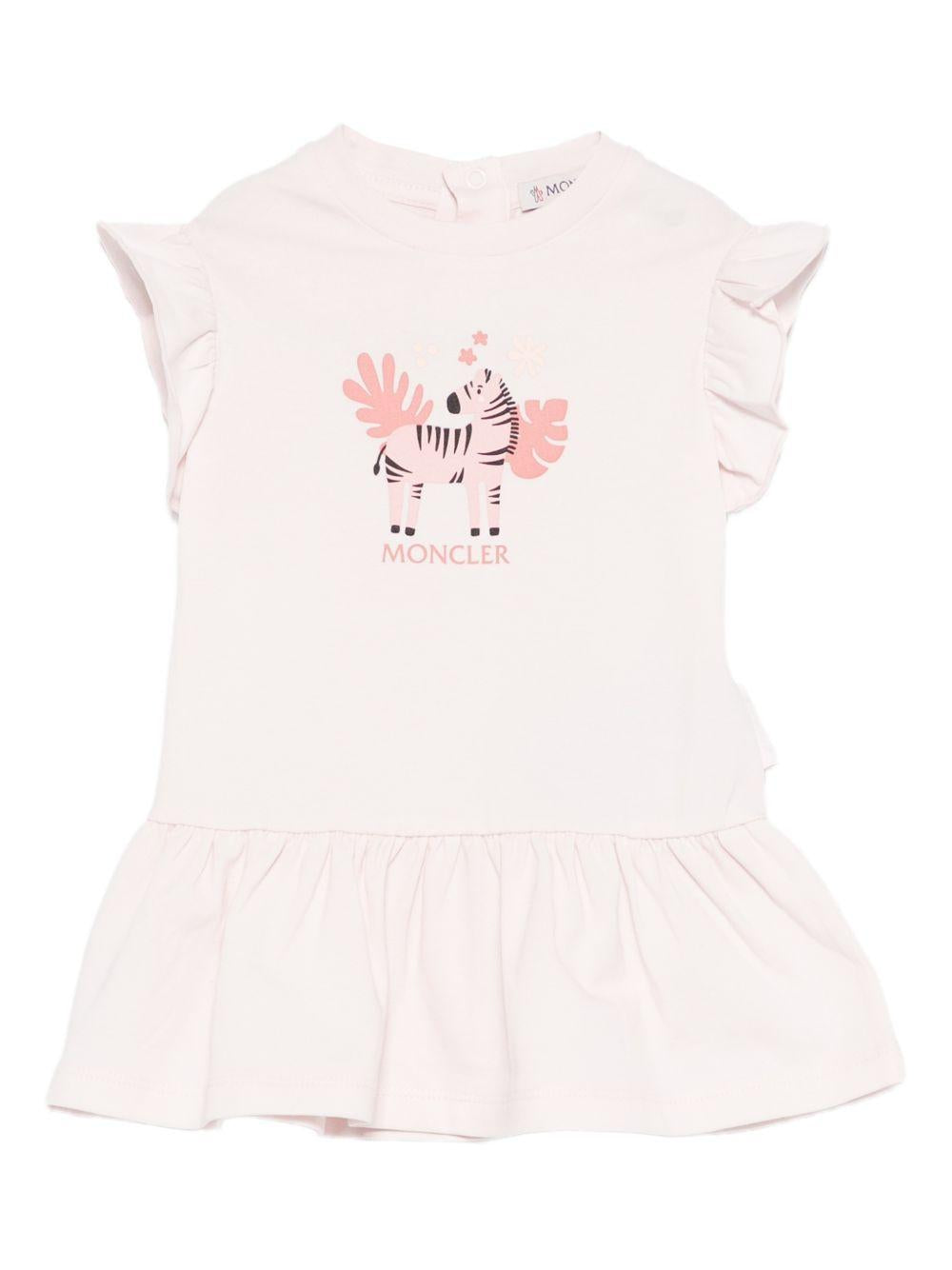 Abito a maniche corte con stampa zebra L19518I0000289AUM 503 MONCLER KIDS