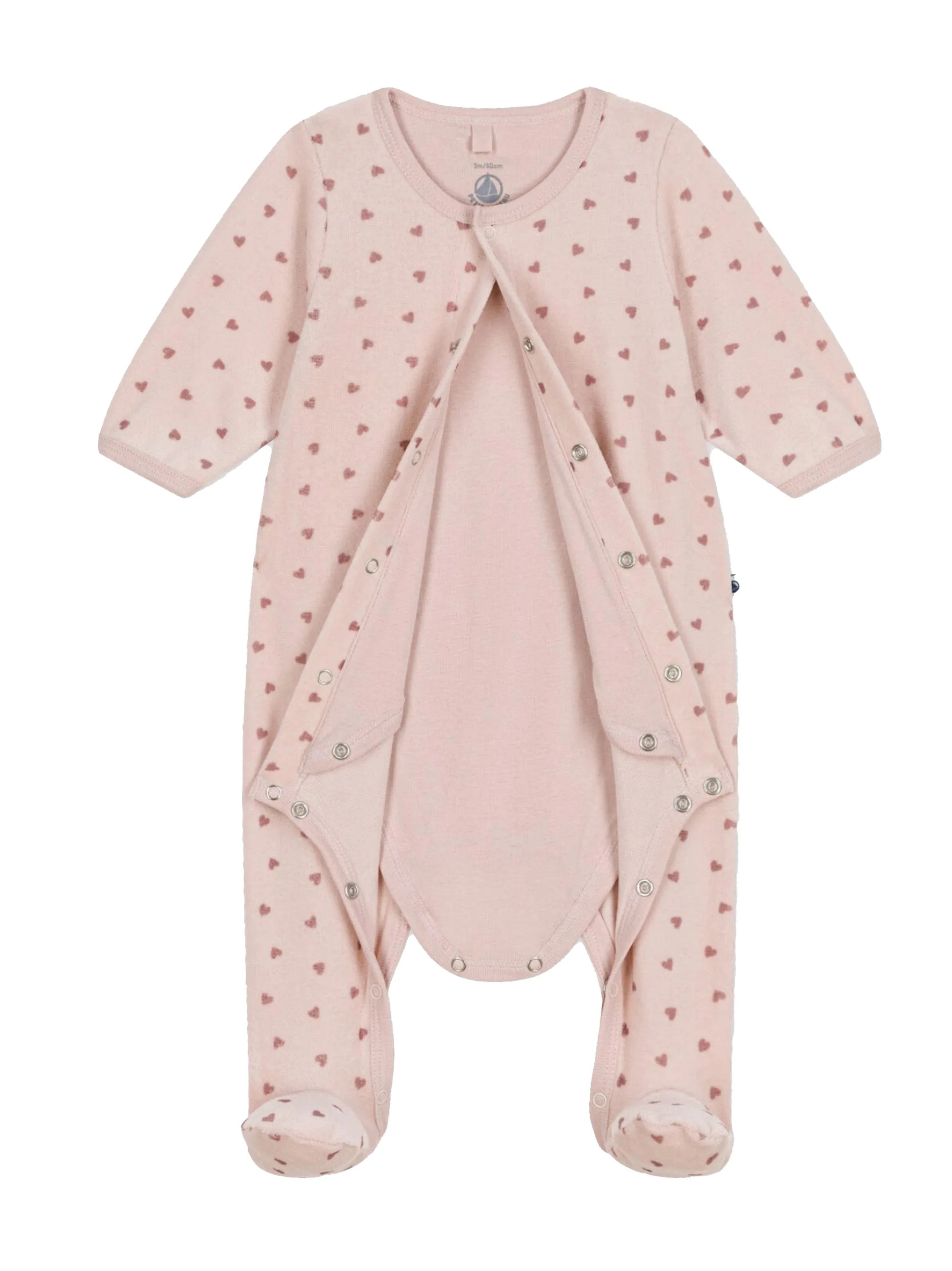 Bodyjama rosa con fantasia cuori neonata - Preludio Moda