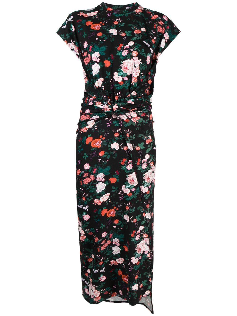 Abito midi con nodo e fantasia floreale 23PJRO354VI0322 V986 RABANNE