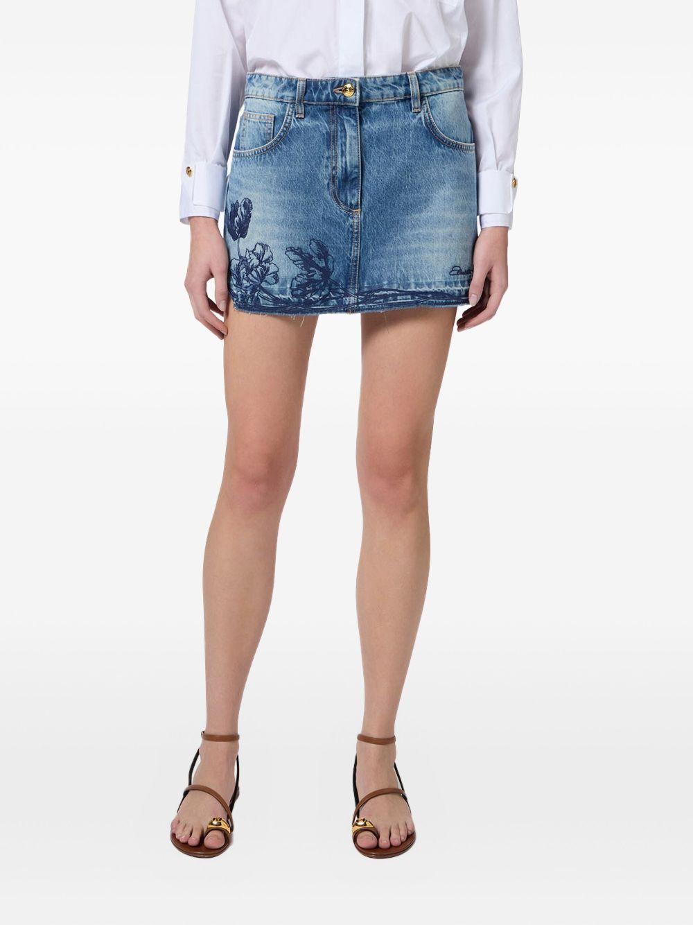Minigonna in denim con ricamo floreale GJ34N51E2 R34 ELISABETTA FRANCHI