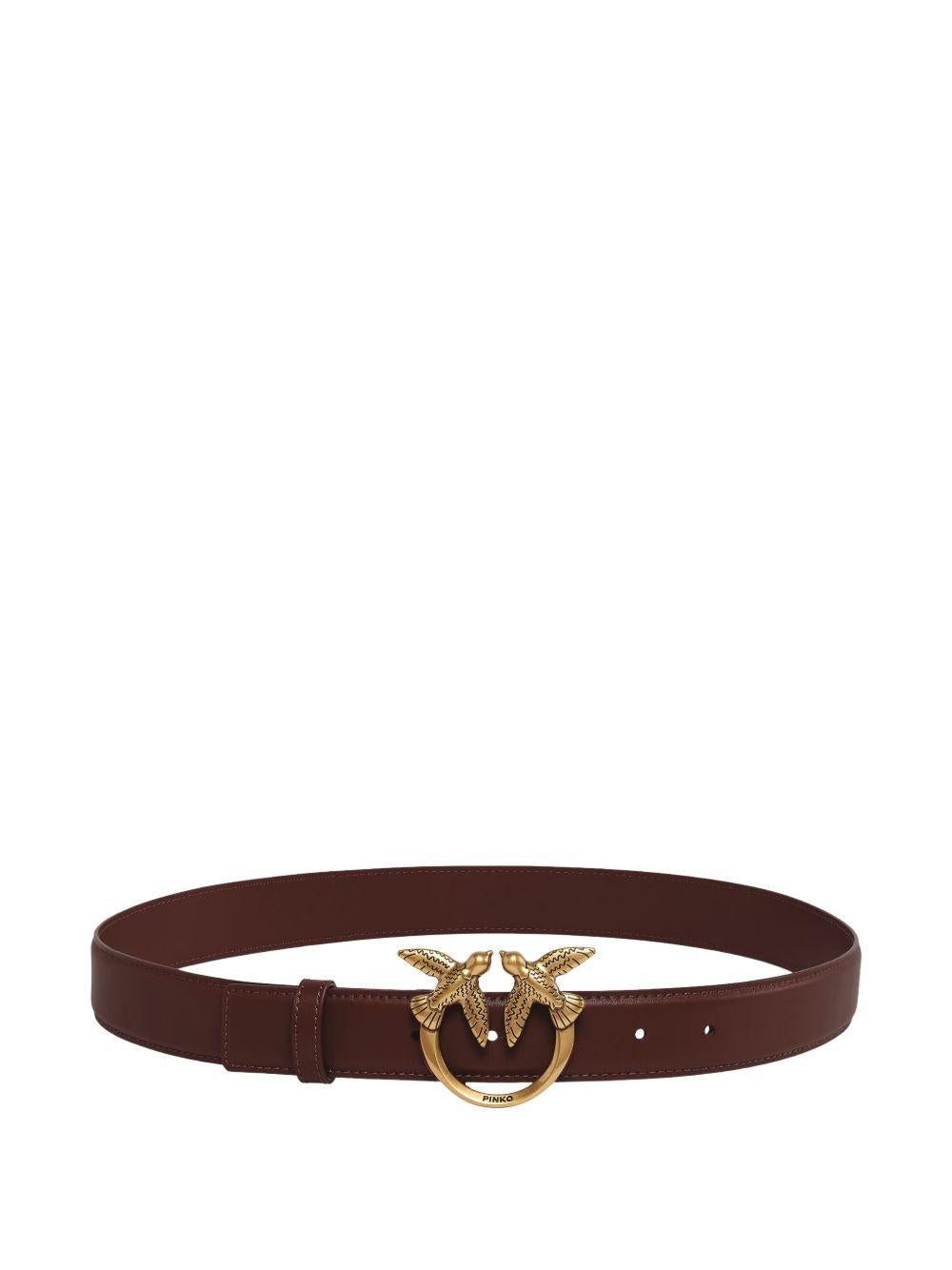 Cintura Marrone in Pelle con Fibbia Love Birds 100125A0F1 L74Q PINKO