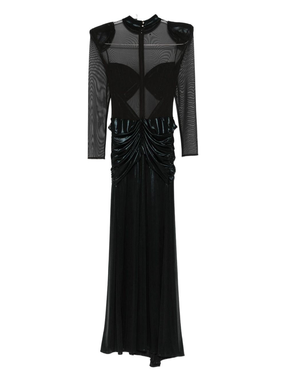 Abito Lungo con Inserti e Collo Alto S00822 NERO BABYLON COLLECTION