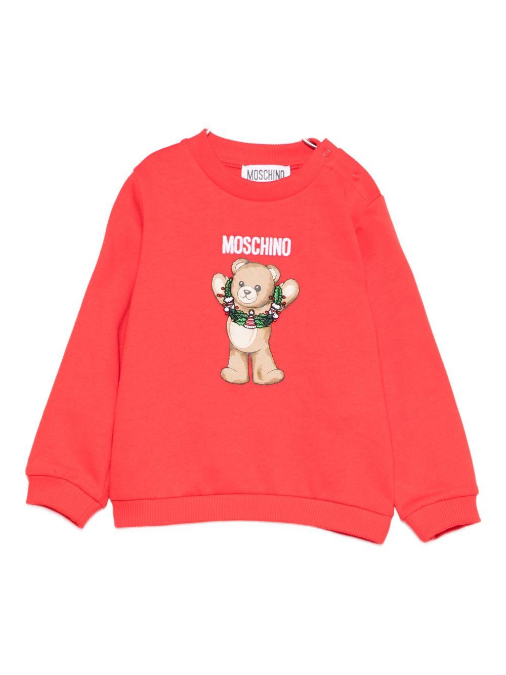 Felpa rossa con stampa grafica MPF060CA14 50109 MOSCHINO KIDS