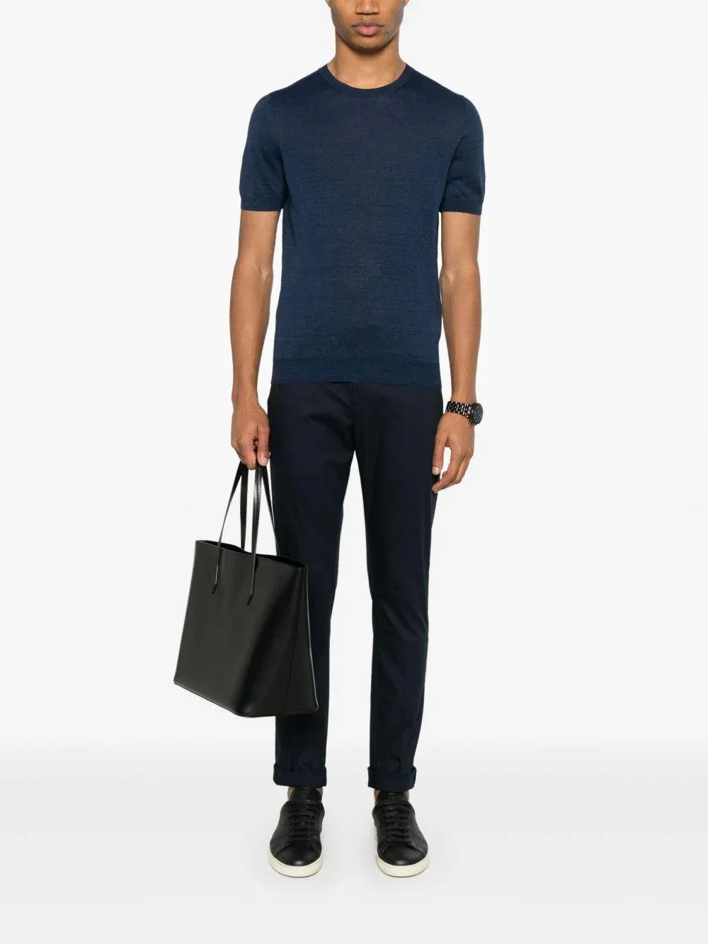 T-shirt Josh in filo blu - Preludio Moda