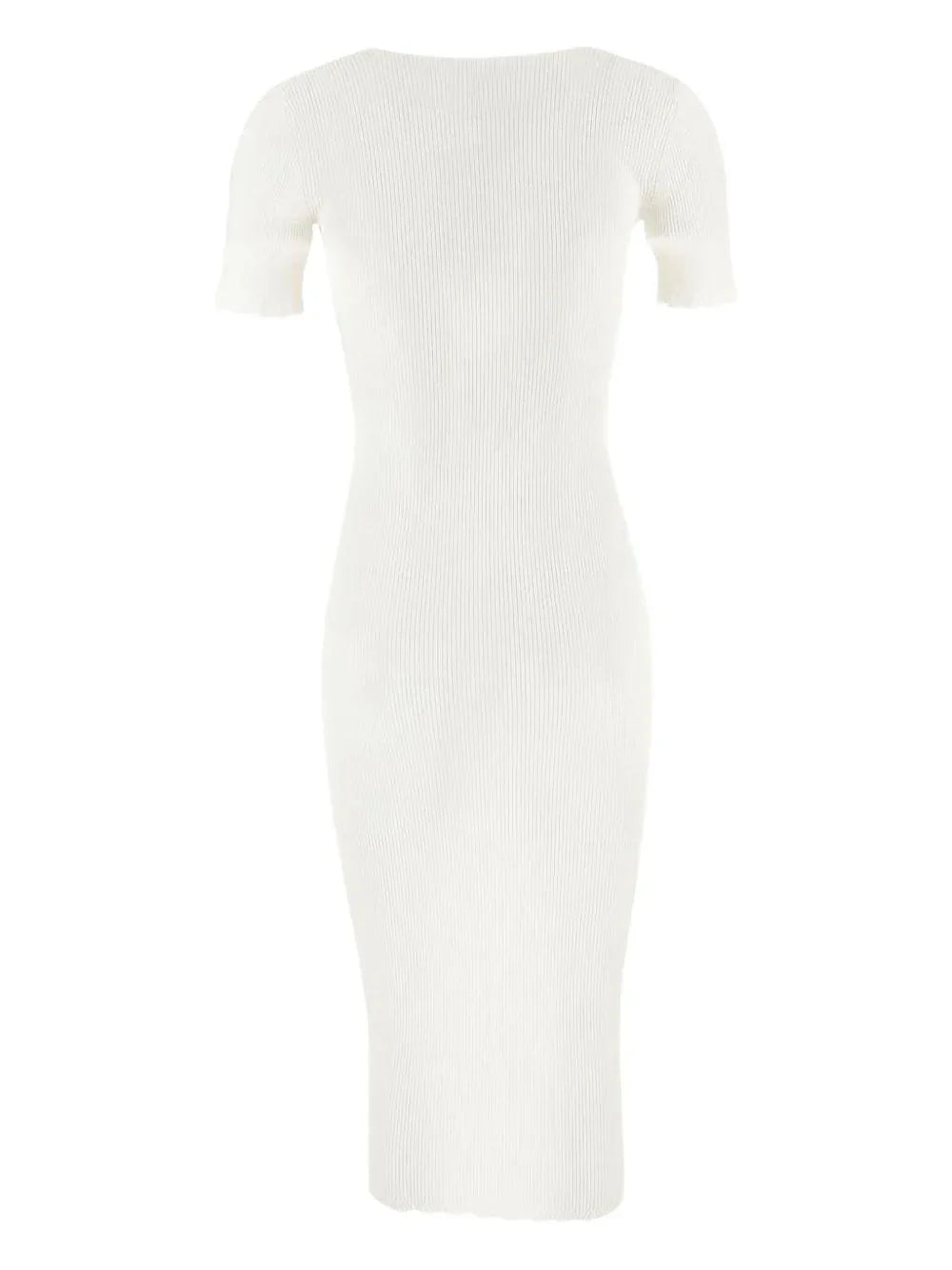 Abito in viscosa a costine con collana avorio - Preludio Moda