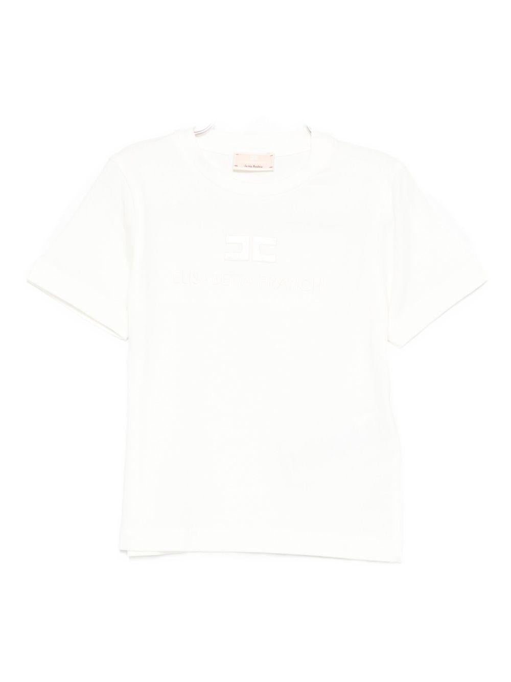T-shirt panna con logo EGTS098JE006 0000 ELISABETTA FRANCHI KIDS