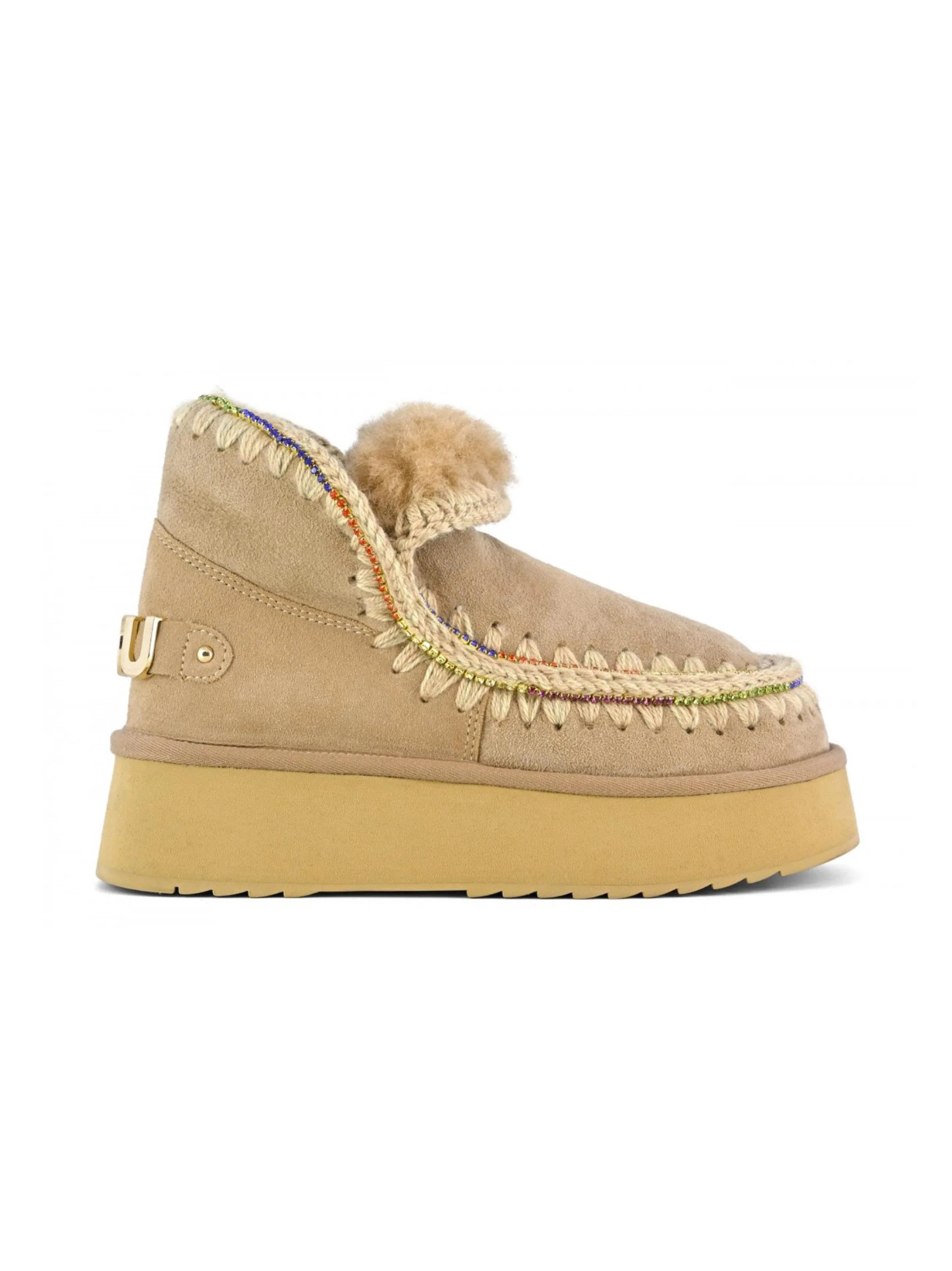 Stivale Eskimo 18 platform con strass multicolor cammello - Preludio Moda