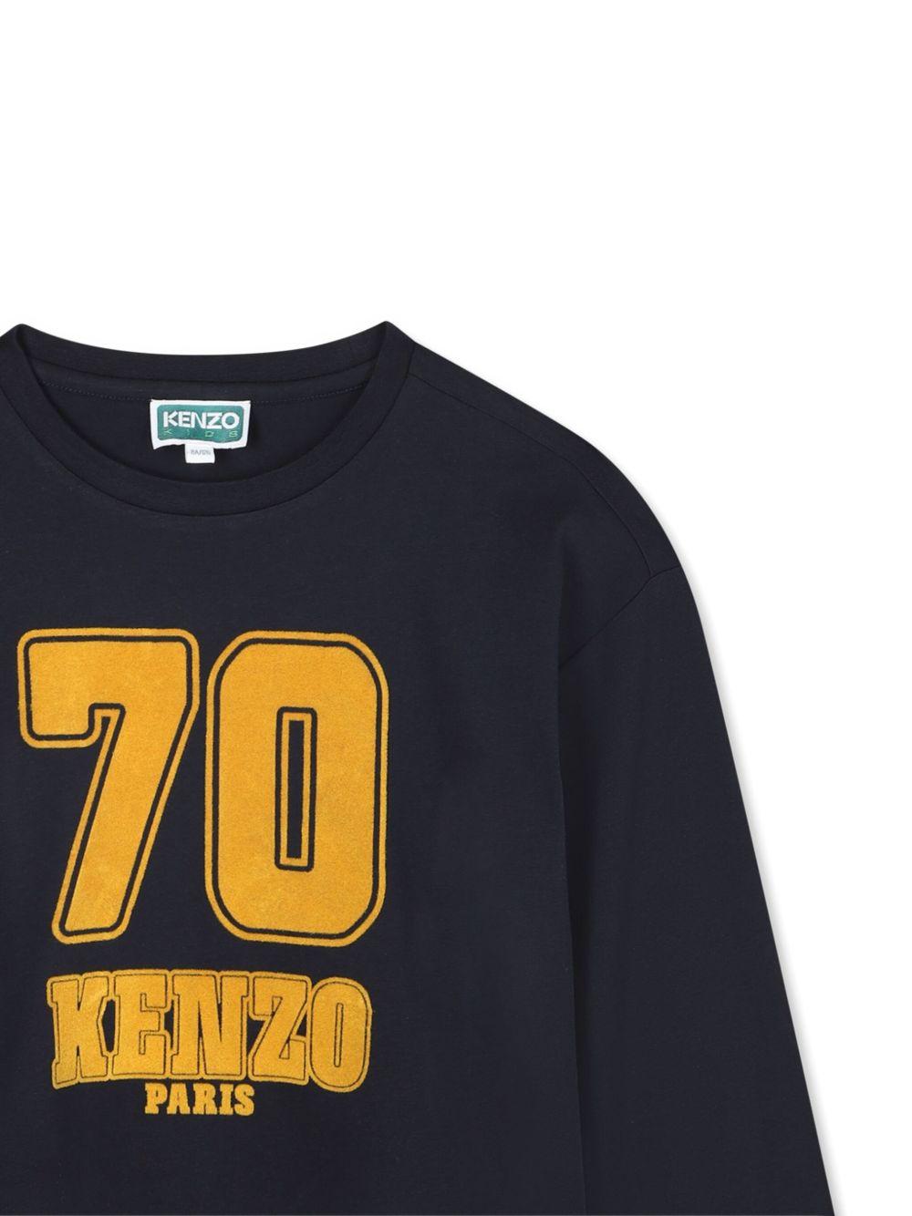 Top marine a maniche lunghe con numero 70 K61552 845 KENZO KIDS