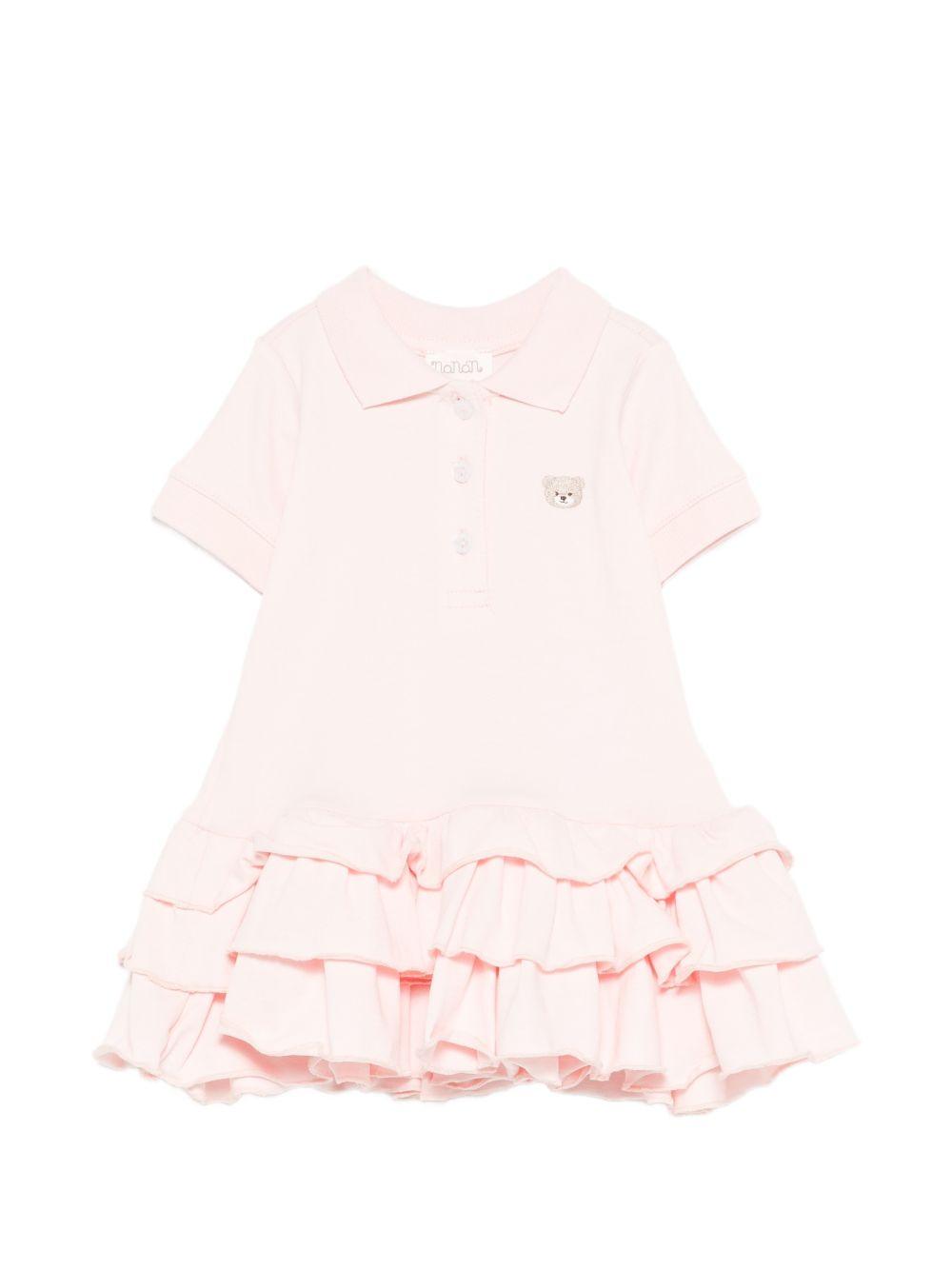 Abito polo in cotone con balze E26510 ROSA NANAN KIDS