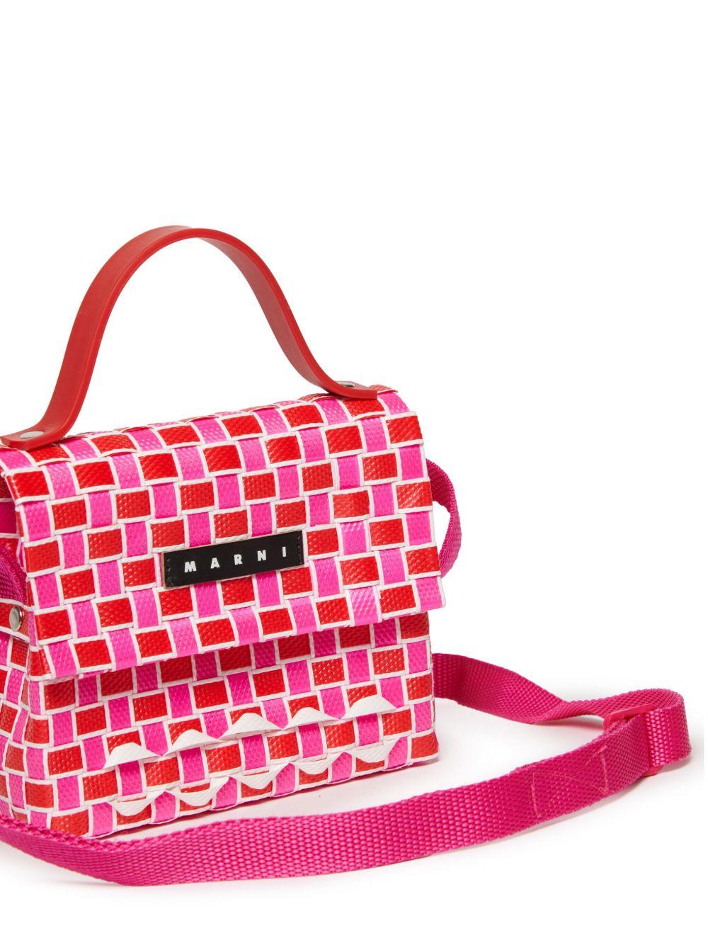 Borsa a tracolla con fantasia intrecciata rosa