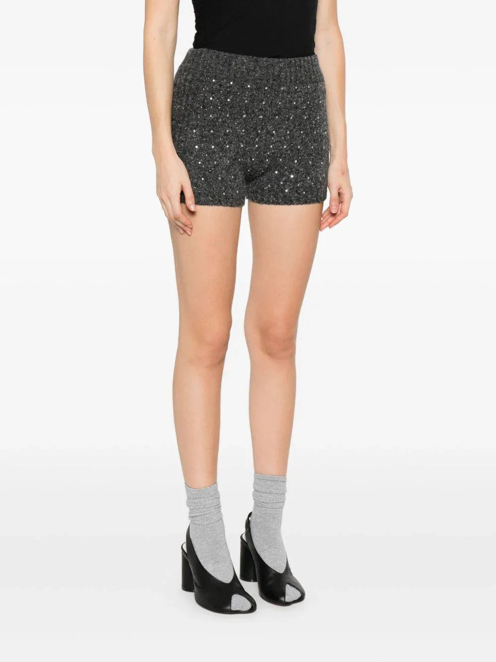 Pantaloncino grigio a vita alta decorati - Preludio Moda