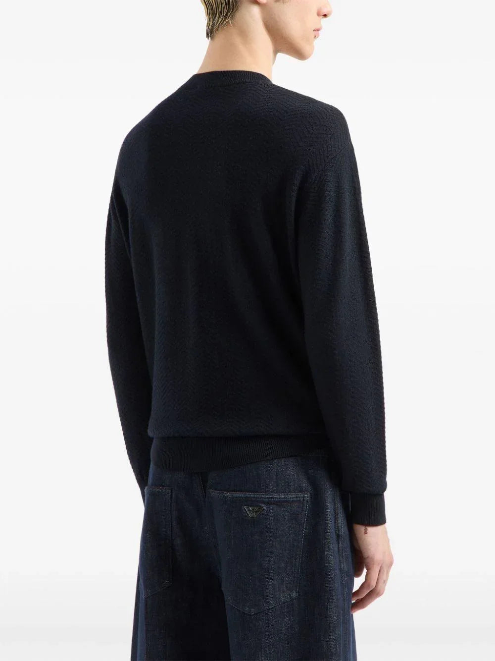 Maglione blu motivo chevron - Preludio Moda