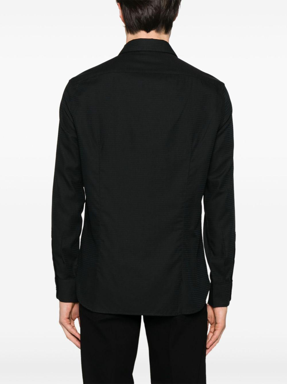 Camicia nera in cotone logo jacquared all-over