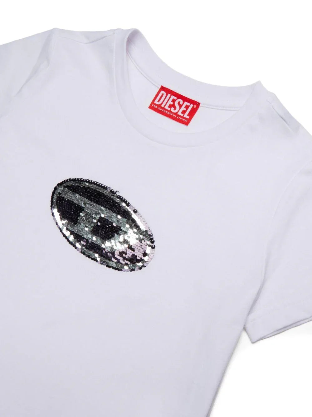 T-shirt Bianca con Paillettes - Preludio Moda