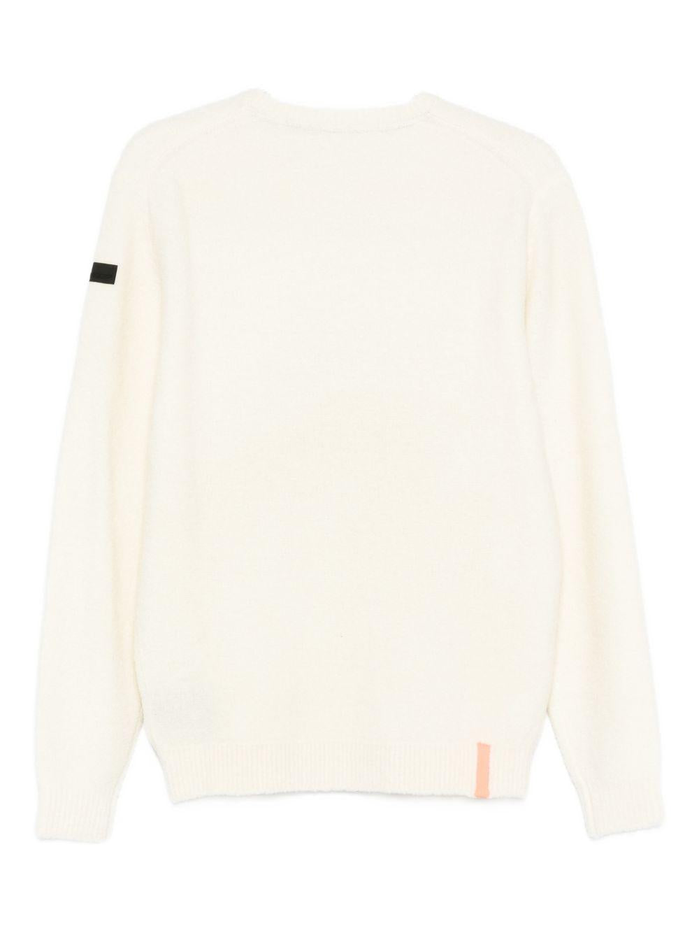 Maglione bianco girocollo con applicazione W25163 32 RRD