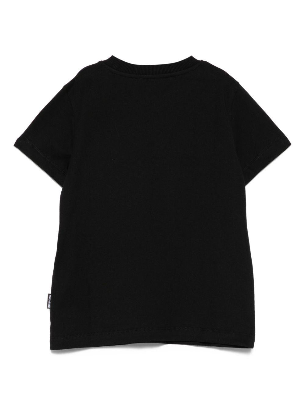 T-shirt nera con ricamo orsetto HRM058LAA10 60100 MOSCHINO KIDS