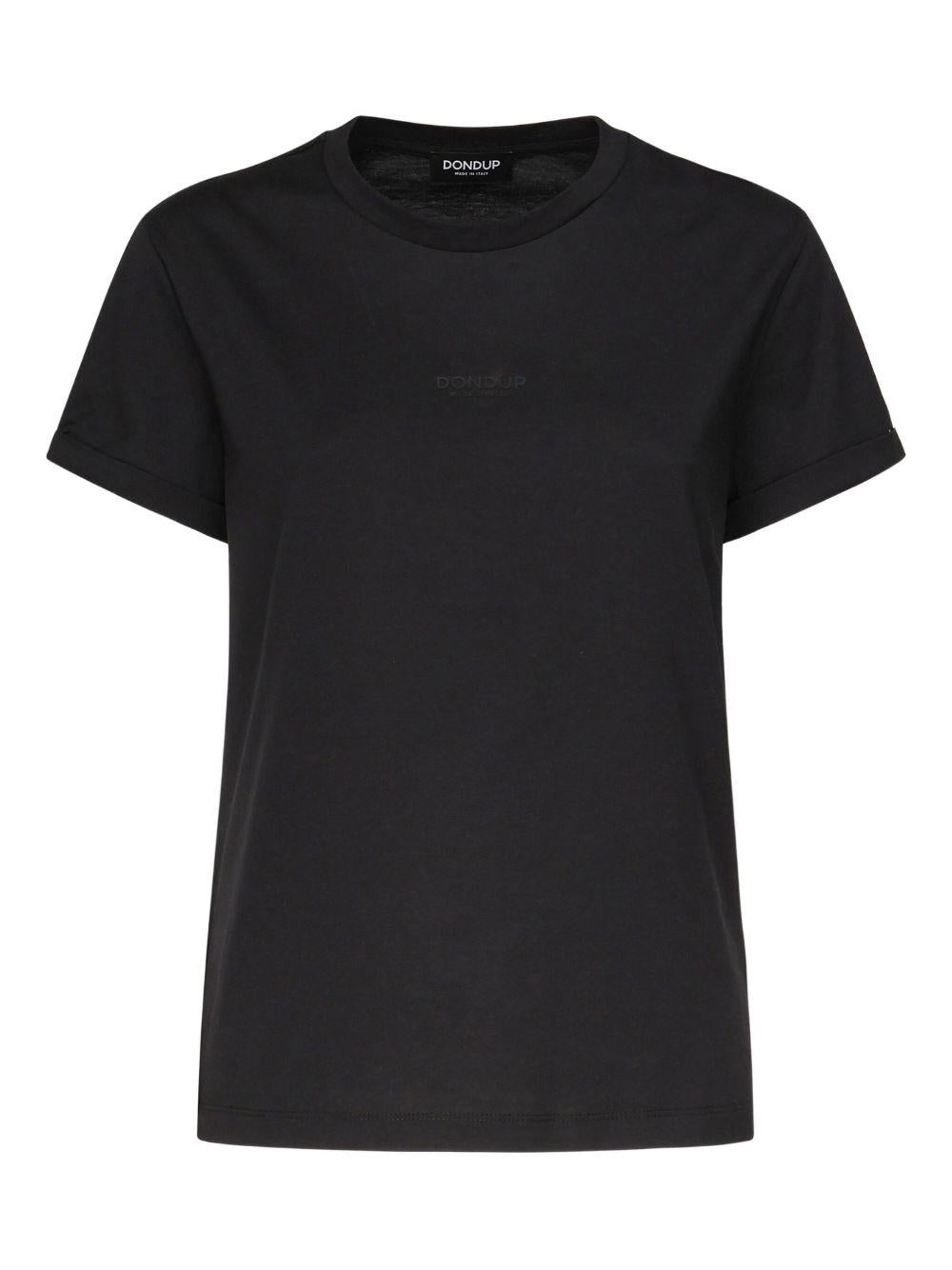 DONDUP T-shirt nera con logo frontale Made in Italy DS039JF0271DDU6DD 999 DONDUP