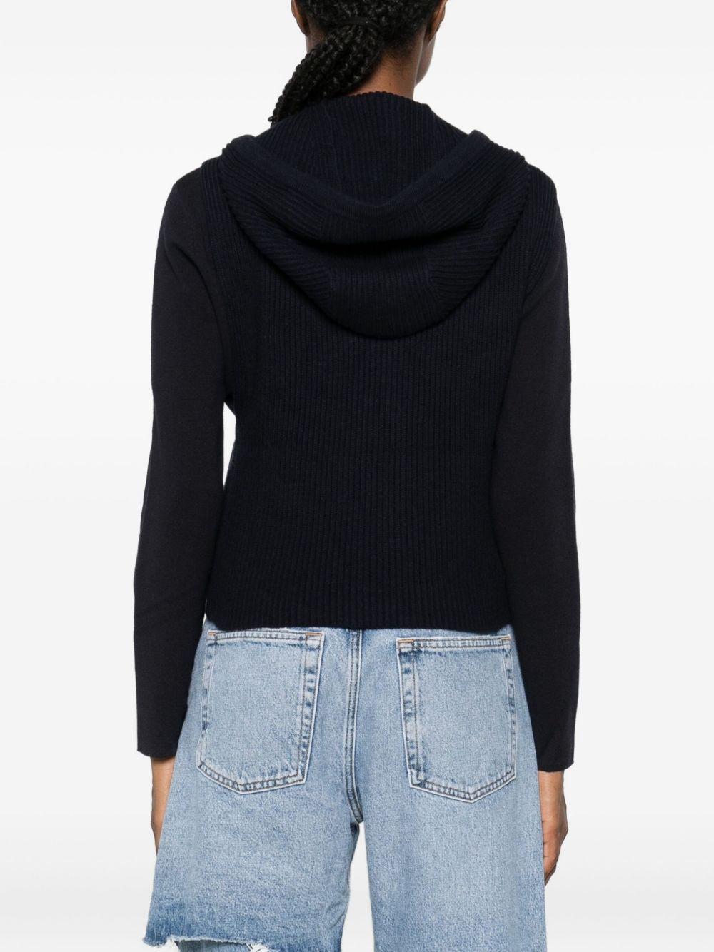 Giacca blu notte in maglia a coste con cappuccio 2526356012600 008 MAX MARA STUDIO